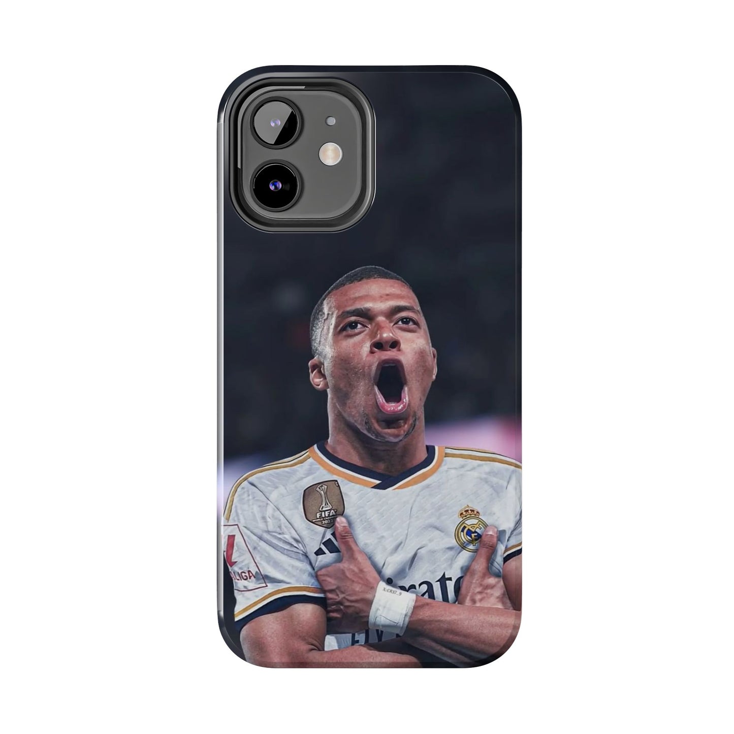 Kylian Mbappé Sporty Tough Phone Case with Goal Celebration Design