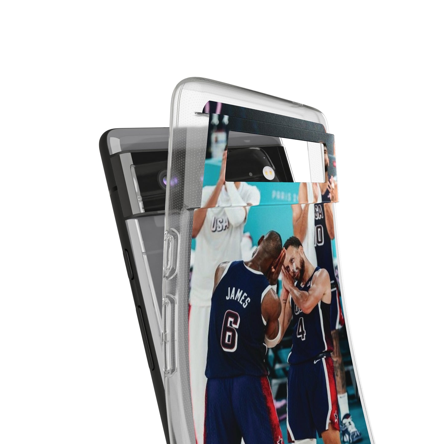 Lebron James, and Steph Curry Team Spirit Soft Phone Case - Basketball Celebration Design