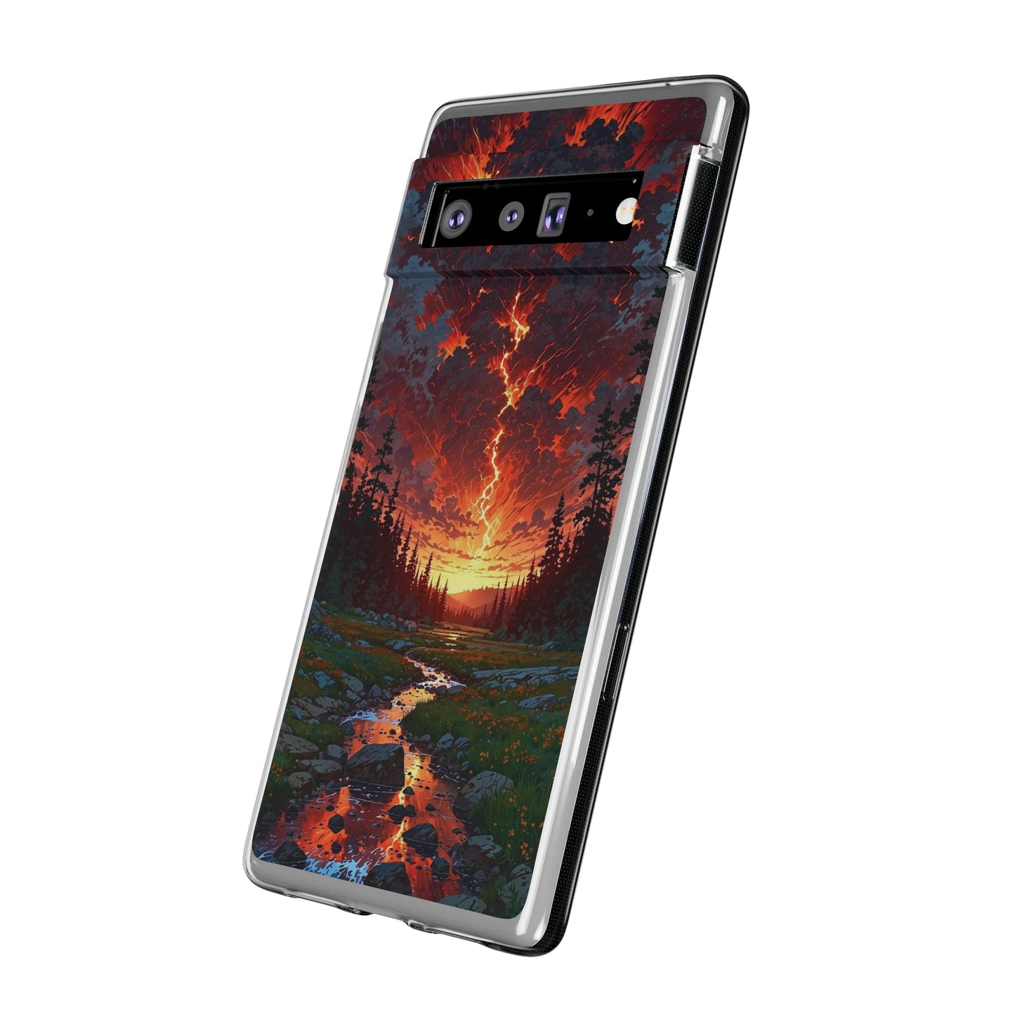Nature-Inspired Soft Phone Case - Vibrant Sunset Design