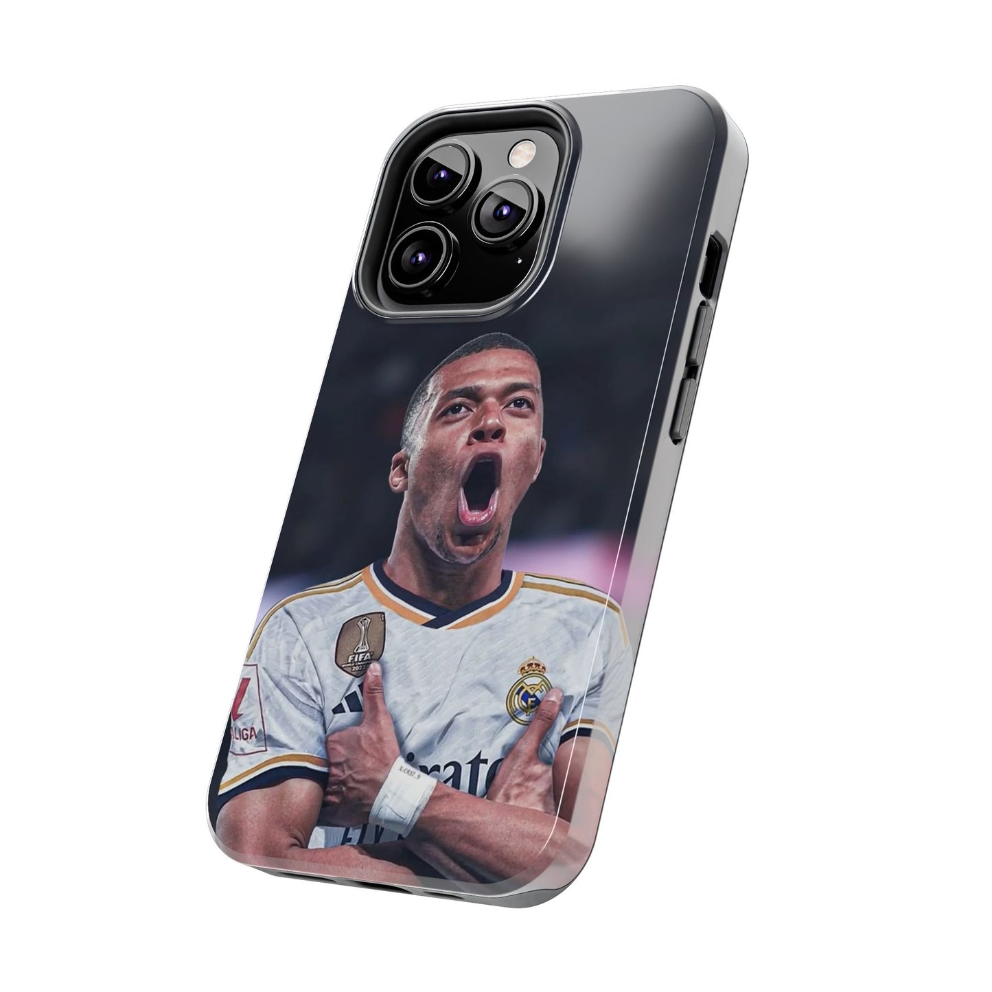 Kylian Mbappé Sporty Tough Phone Case with Goal Celebration Design