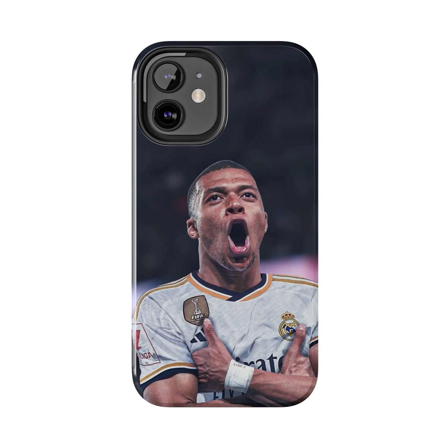 Kylian Mbappé Sporty Tough Phone Case with Goal Celebration Design