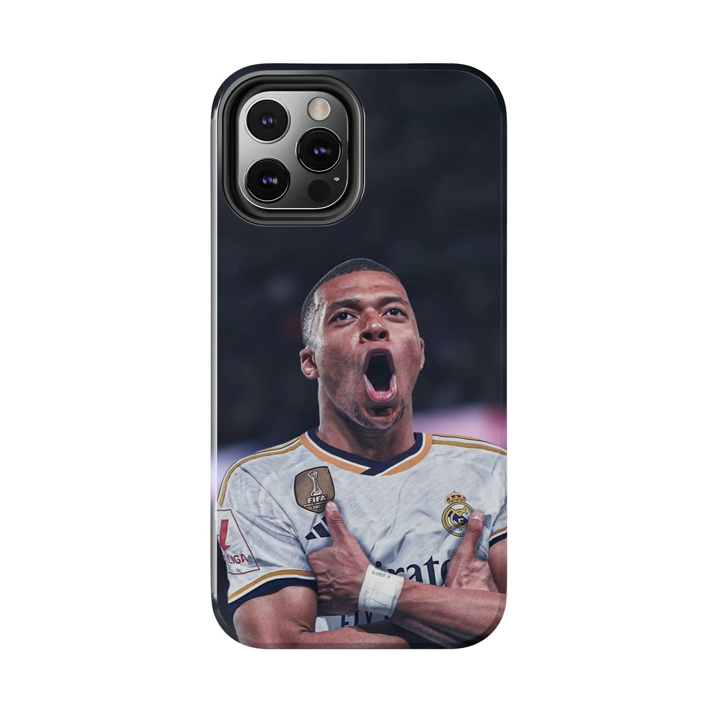 Kylian Mbappé Sporty Tough Phone Case with Goal Celebration Design
