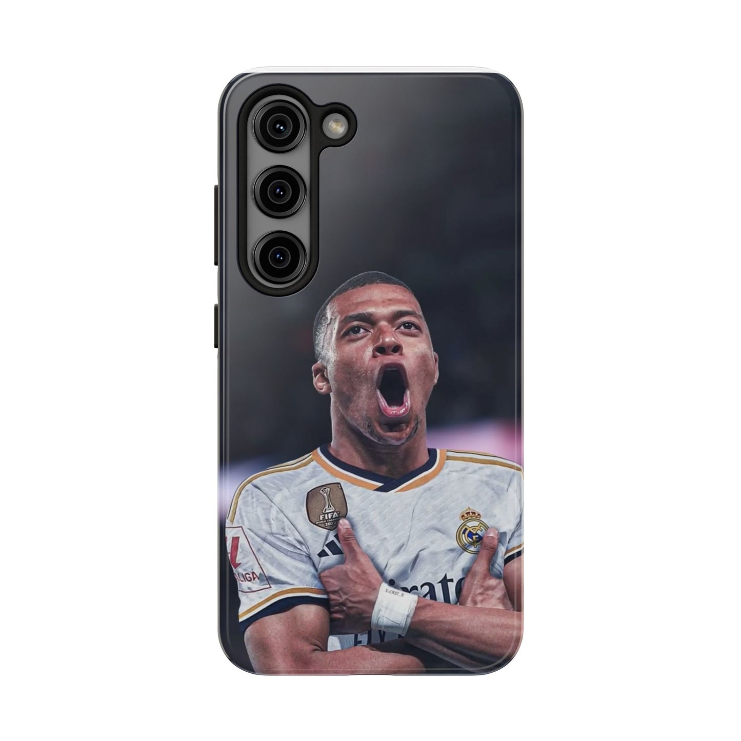 Kylian Mbappé Sporty Tough Phone Case with Goal Celebration Design