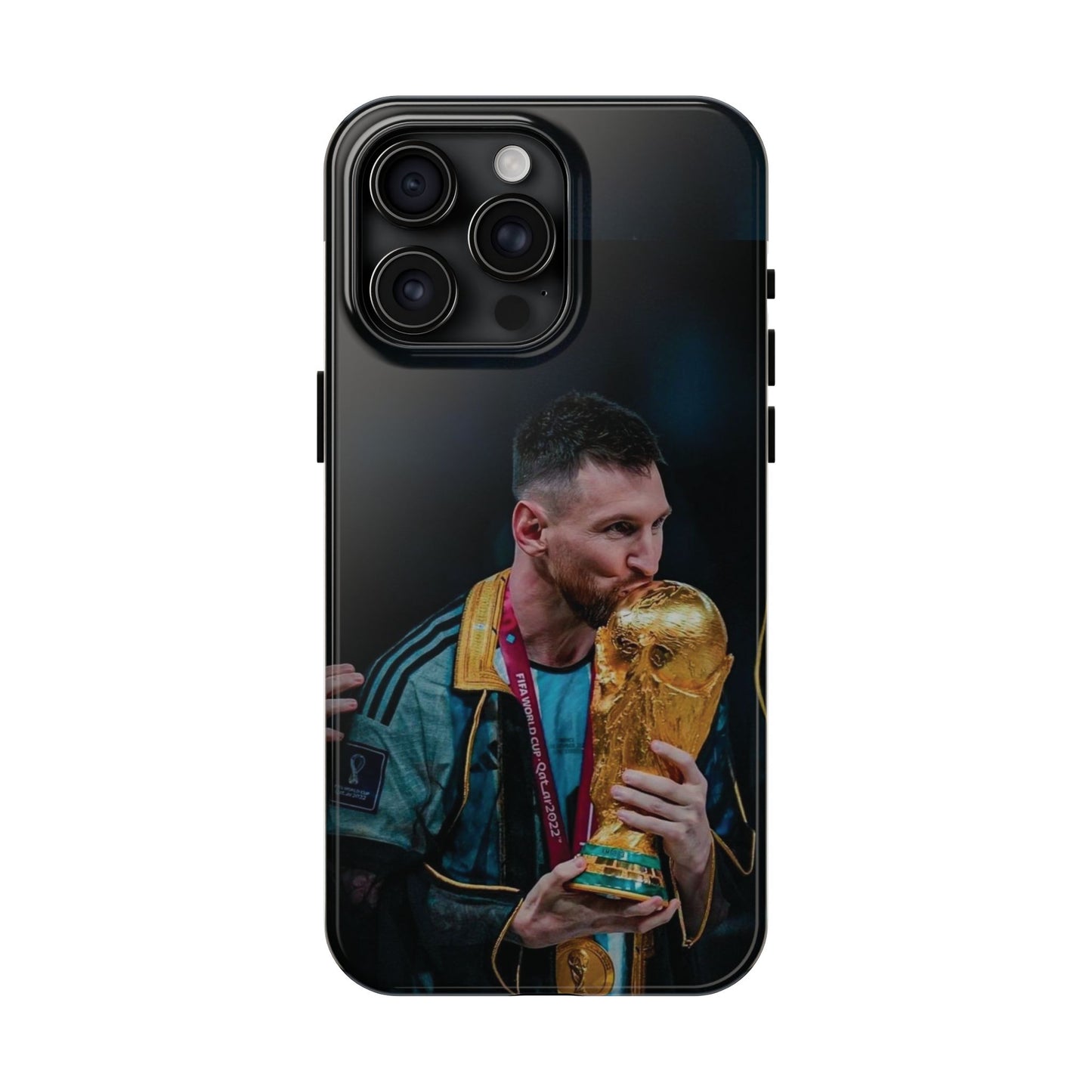 Messi World Cup Champion Tough Phone Case - Messi Trophy Design