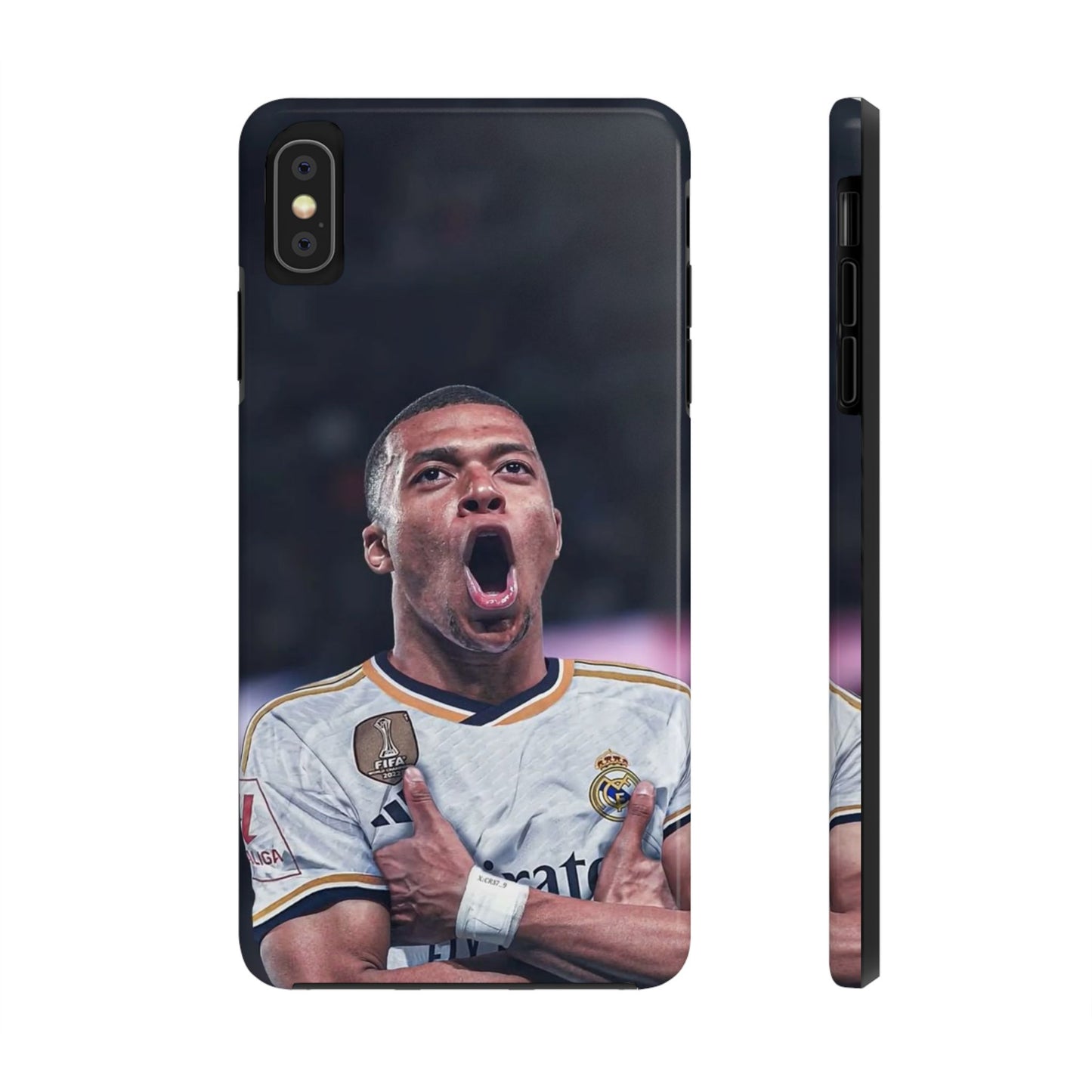 Kylian Mbappé Sporty Tough Phone Case with Goal Celebration Design