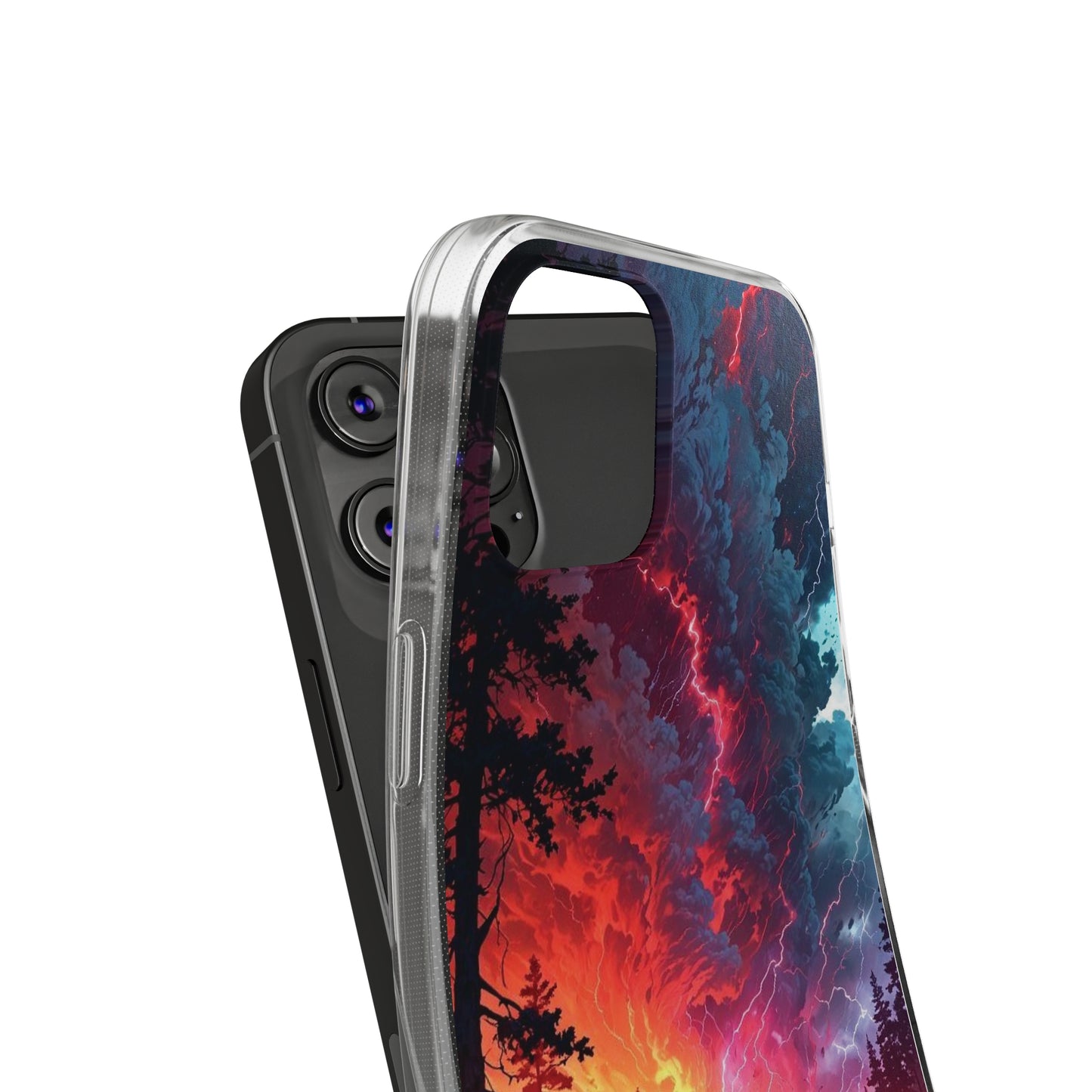 Vibrant Nature Soft Phone Case - Lightning Storm Design