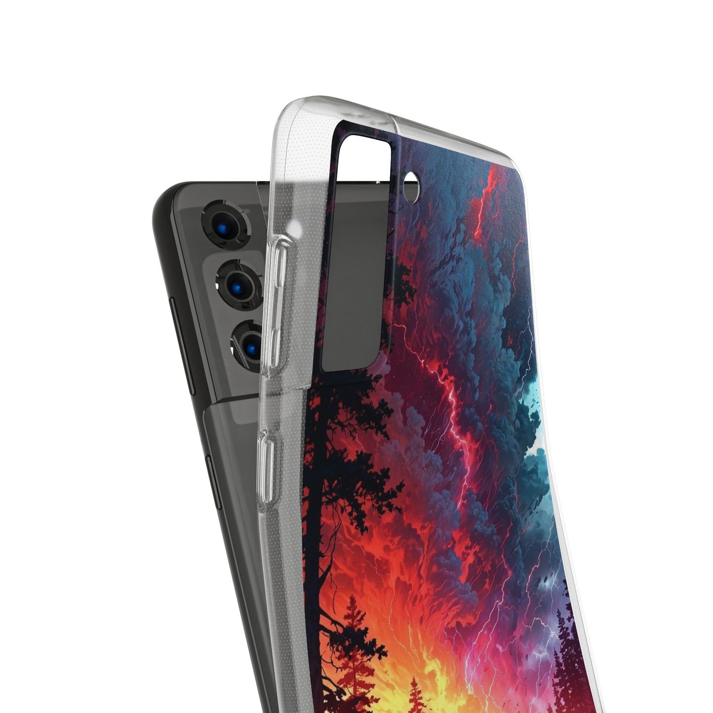 Vibrant Nature Soft Phone Case - Lightning Storm Design