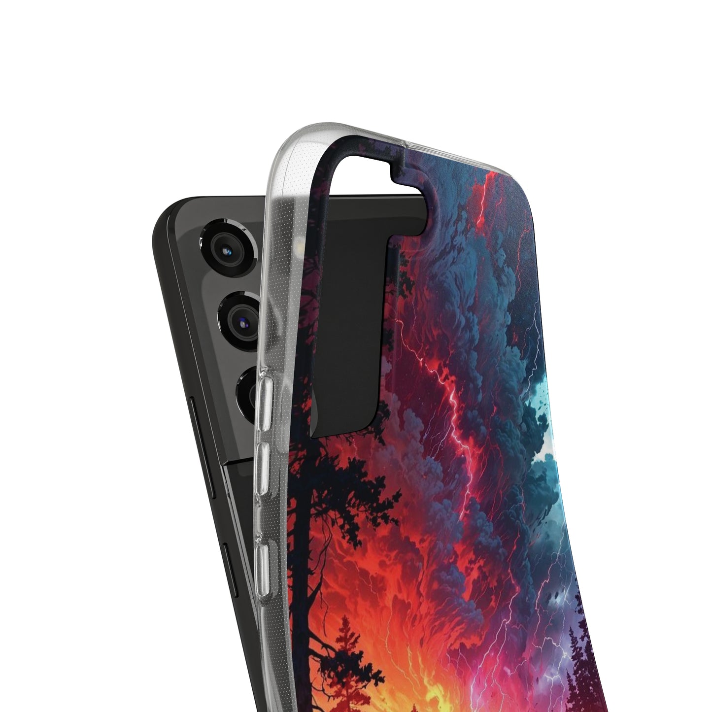 Vibrant Nature Soft Phone Case - Lightning Storm Design