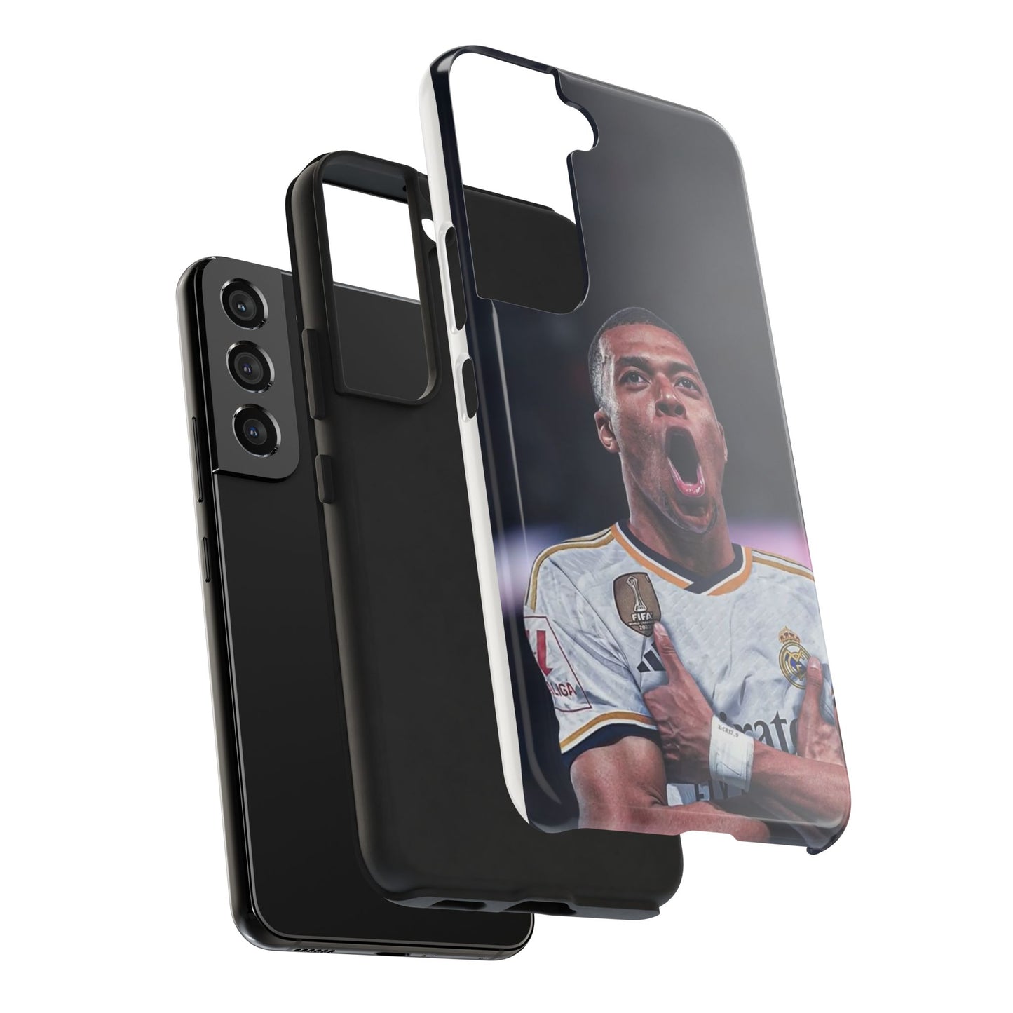 Kylian Mbappé Sporty Tough Phone Case with Goal Celebration Design