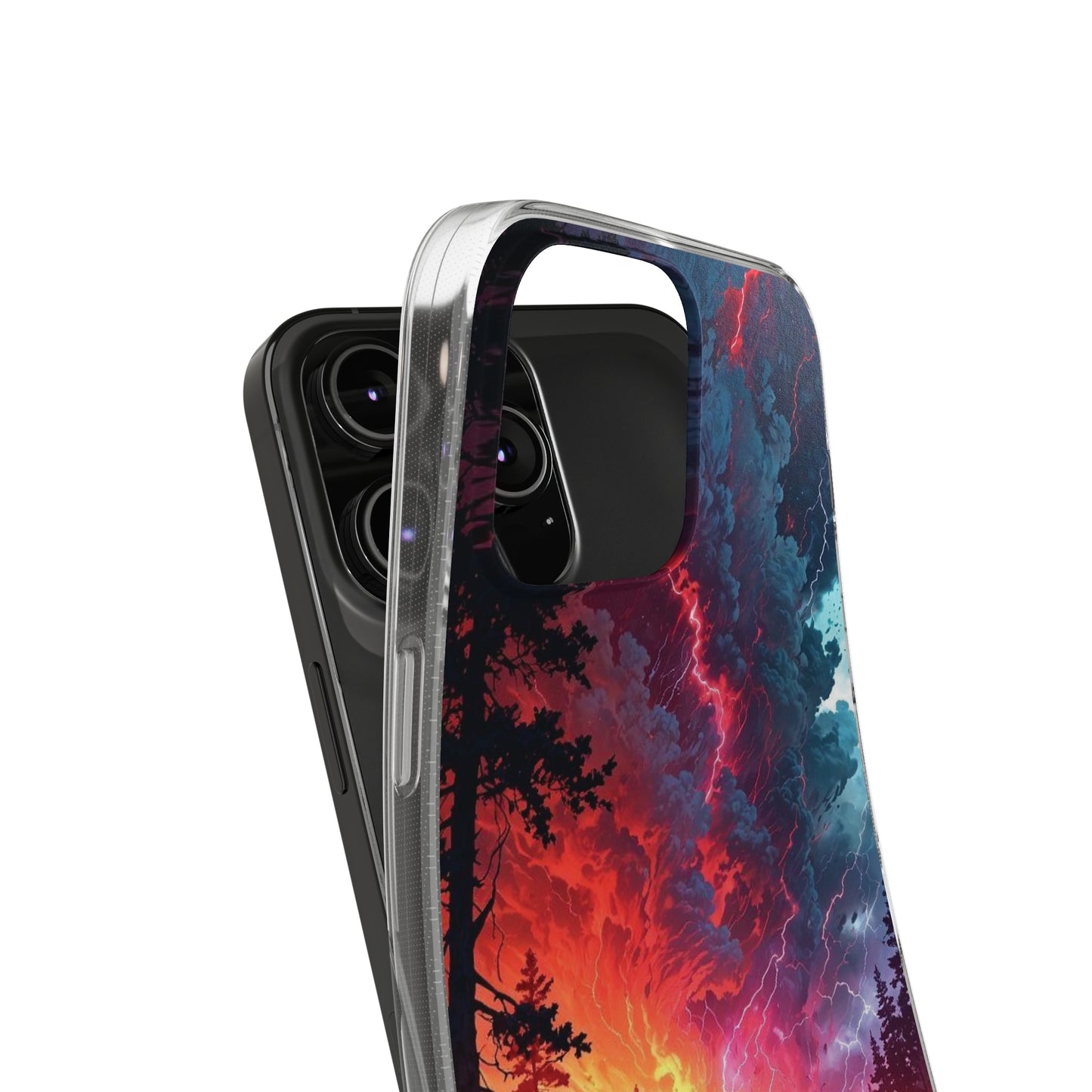 Vibrant Nature Soft Phone Case - Lightning Storm Design