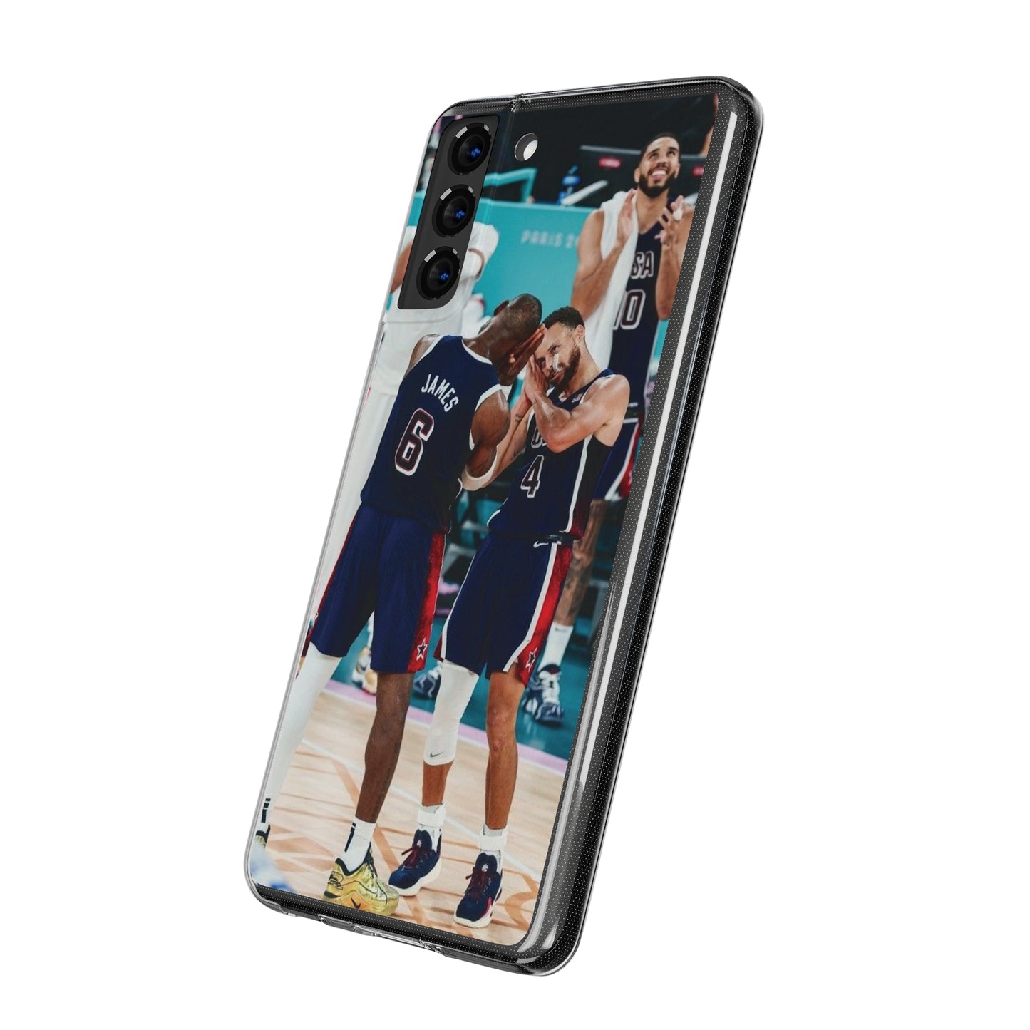 Lebron James, and Steph Curry Team Spirit Soft Phone Case - Basketball Celebration Design