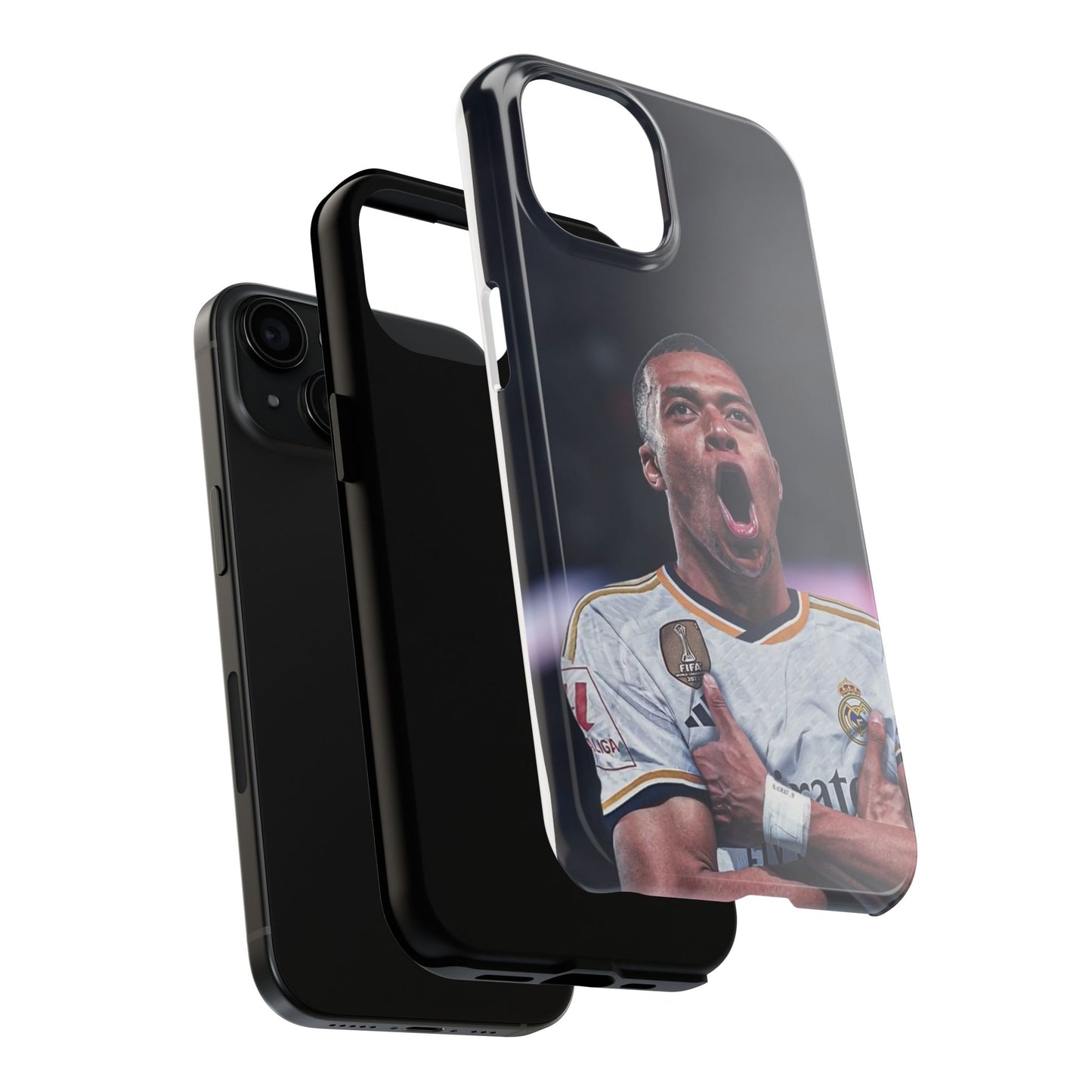 Kylian Mbappé Sporty Tough Phone Case with Goal Celebration Design