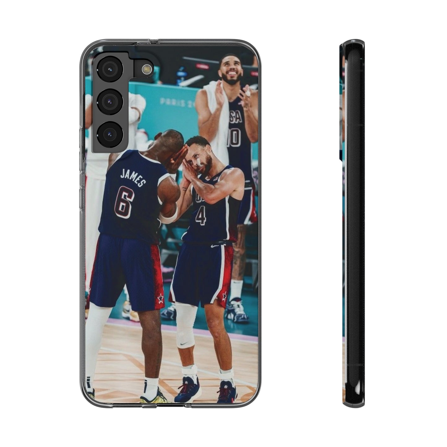 Lebron James, and Steph Curry Team Spirit Soft Phone Case - Basketball Celebration Design