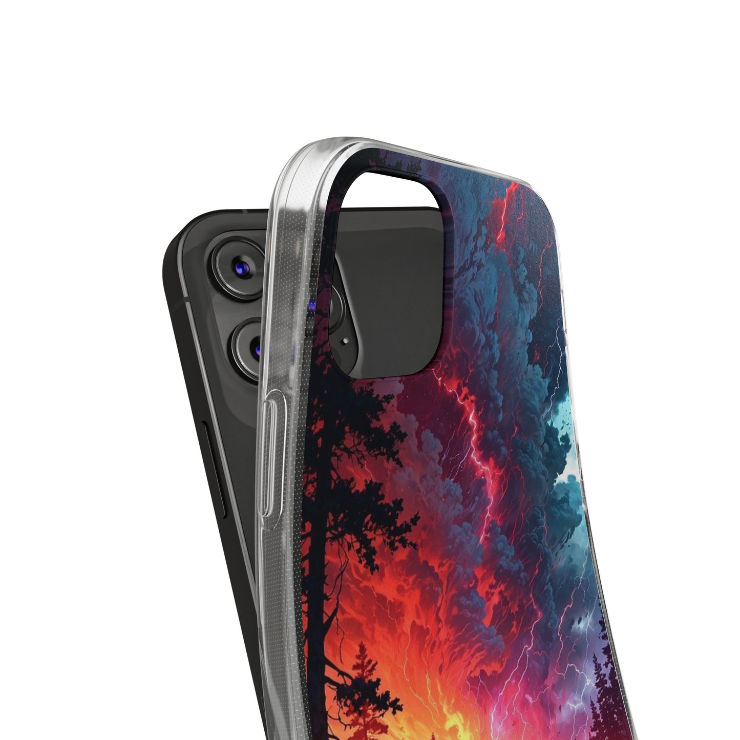 Vibrant Nature Soft Phone Case - Lightning Storm Design