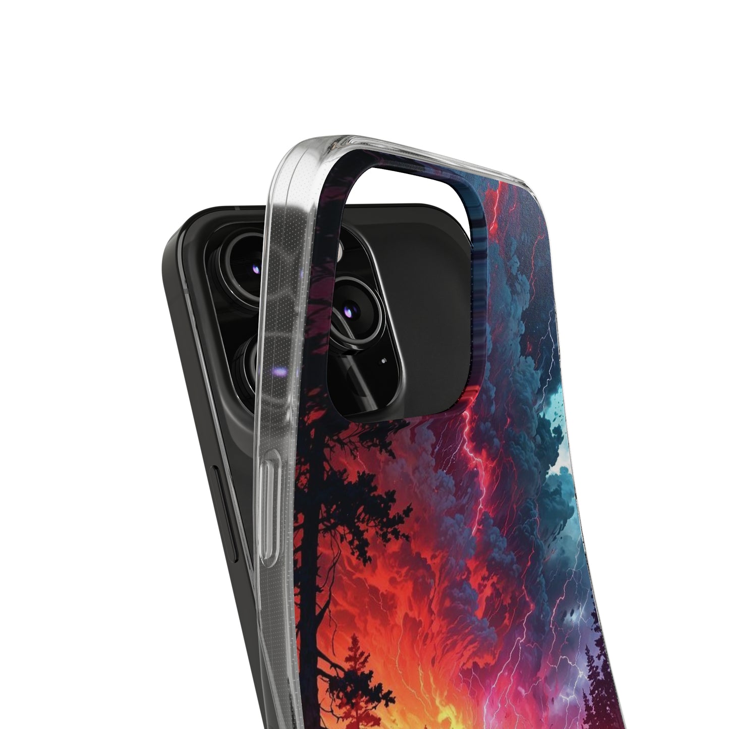 Vibrant Nature Soft Phone Case - Lightning Storm Design