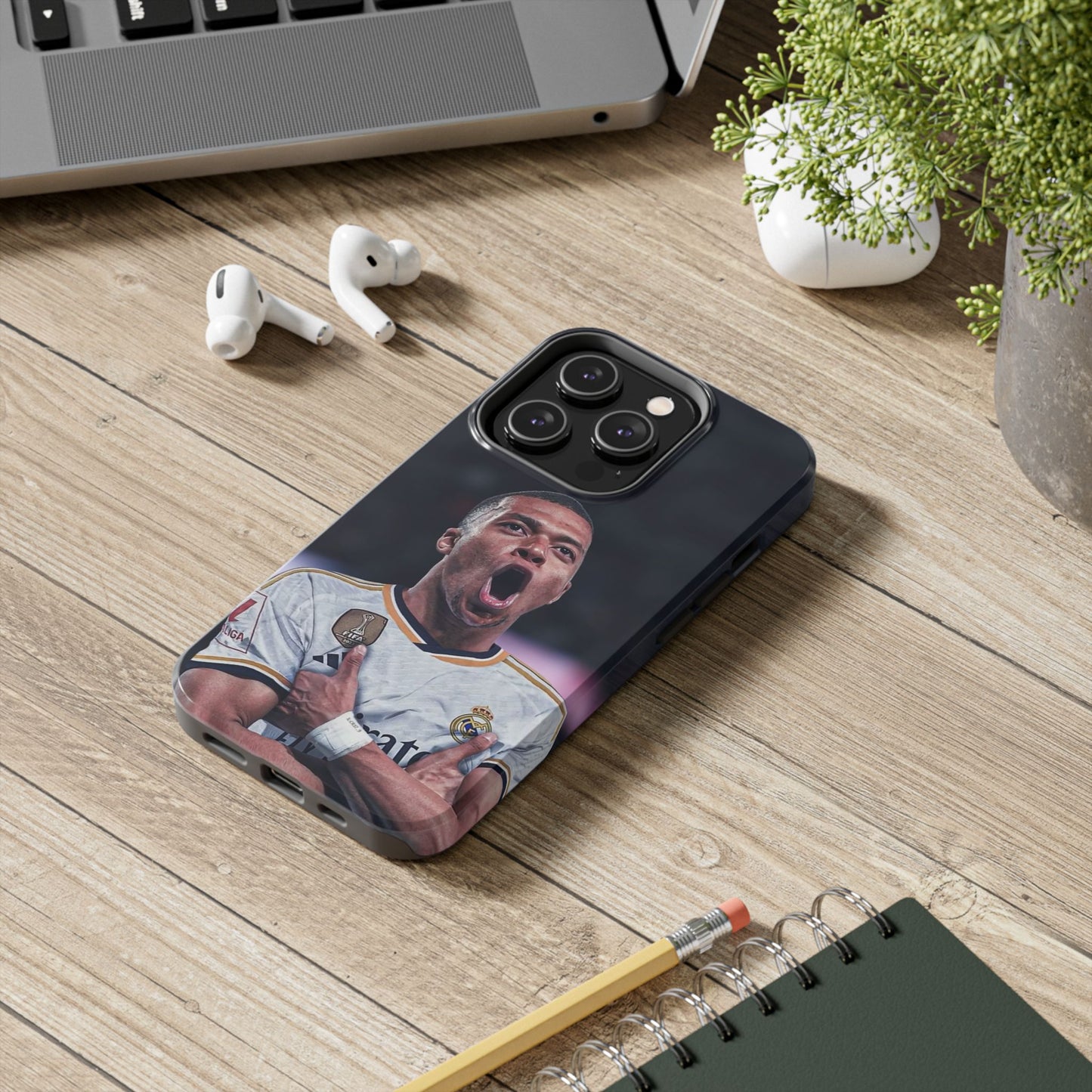 Kylian Mbappé Sporty Tough Phone Case with Goal Celebration Design