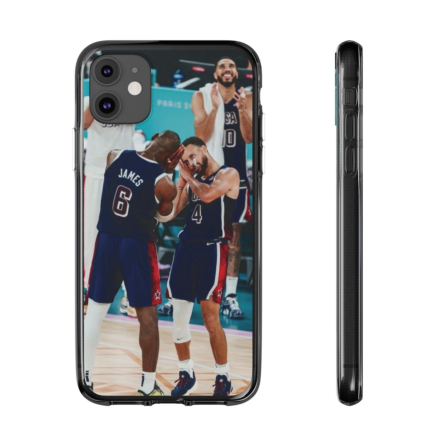 Lebron James, and Steph Curry Team Spirit Soft Phone Case - Basketball Celebration Design