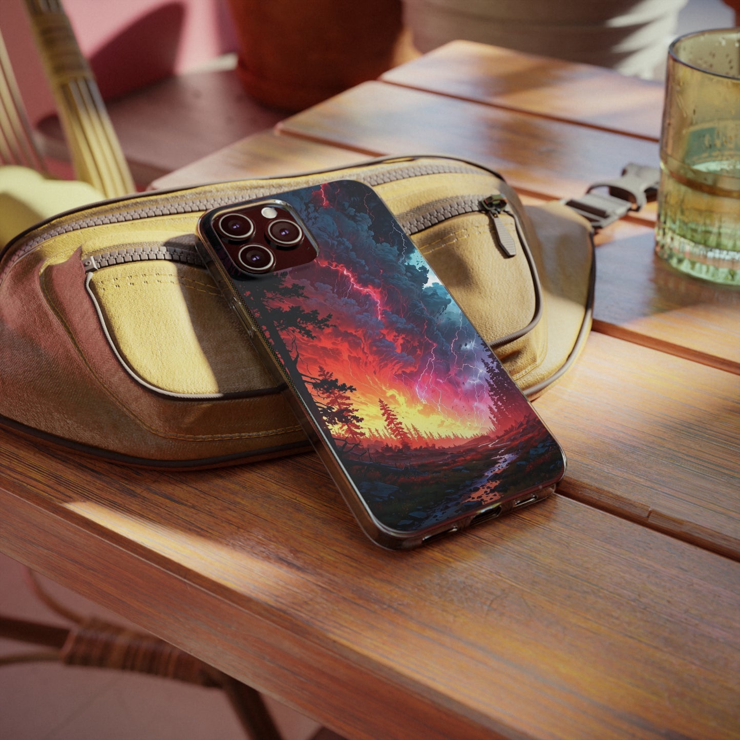 Vibrant Nature Soft Phone Case - Lightning Storm Design