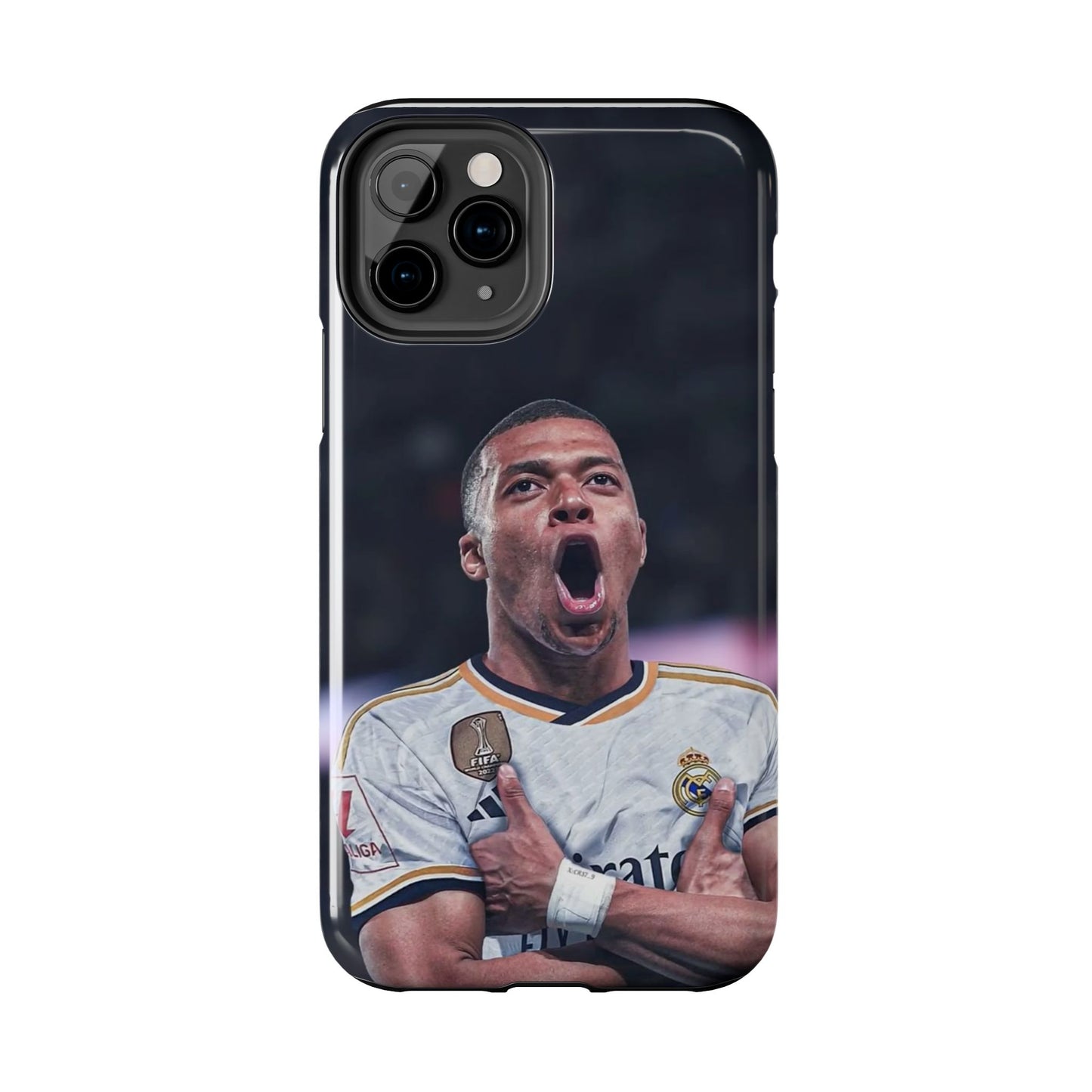 Kylian Mbappé Sporty Tough Phone Case with Goal Celebration Design