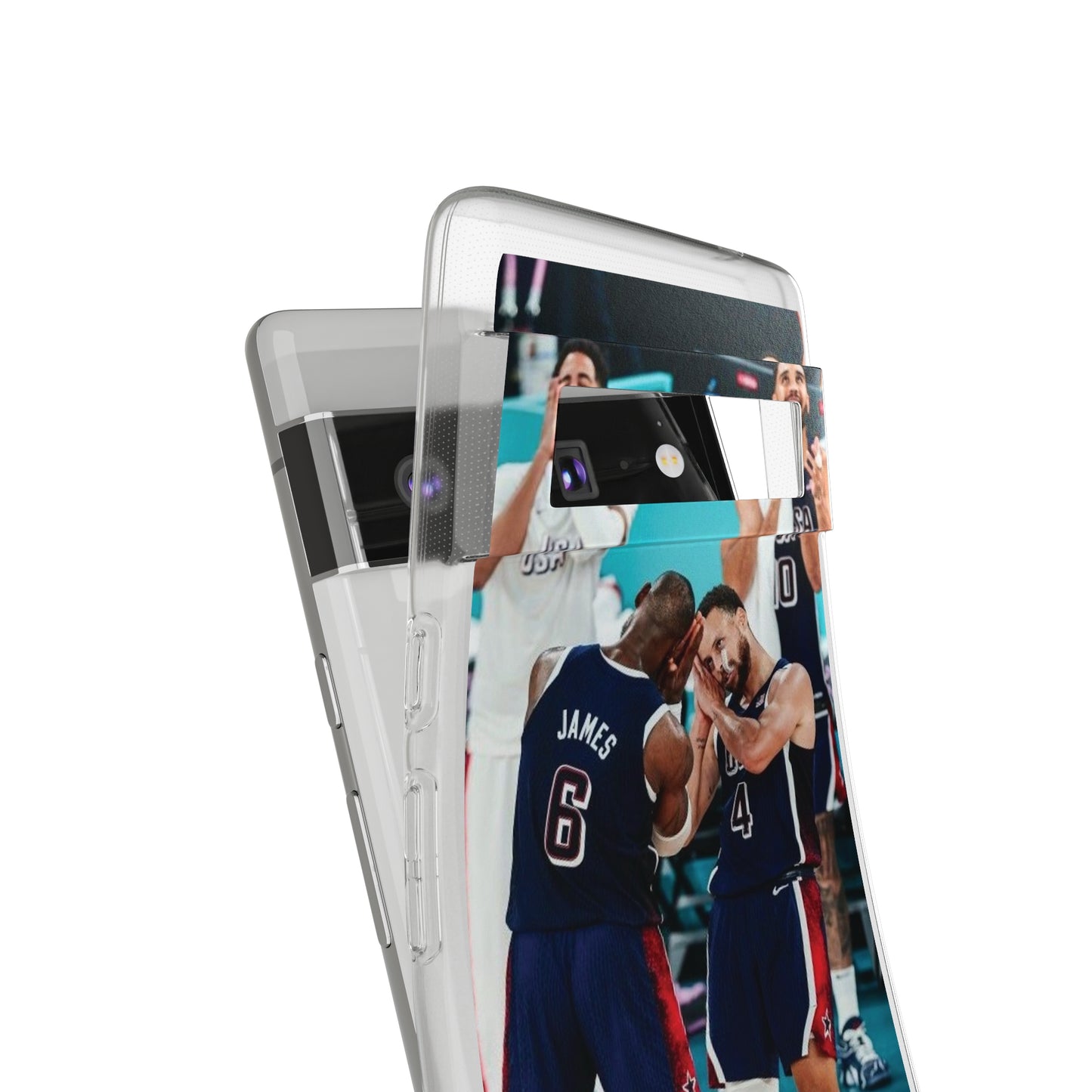 Lebron James, and Steph Curry Team Spirit Soft Phone Case - Basketball Celebration Design