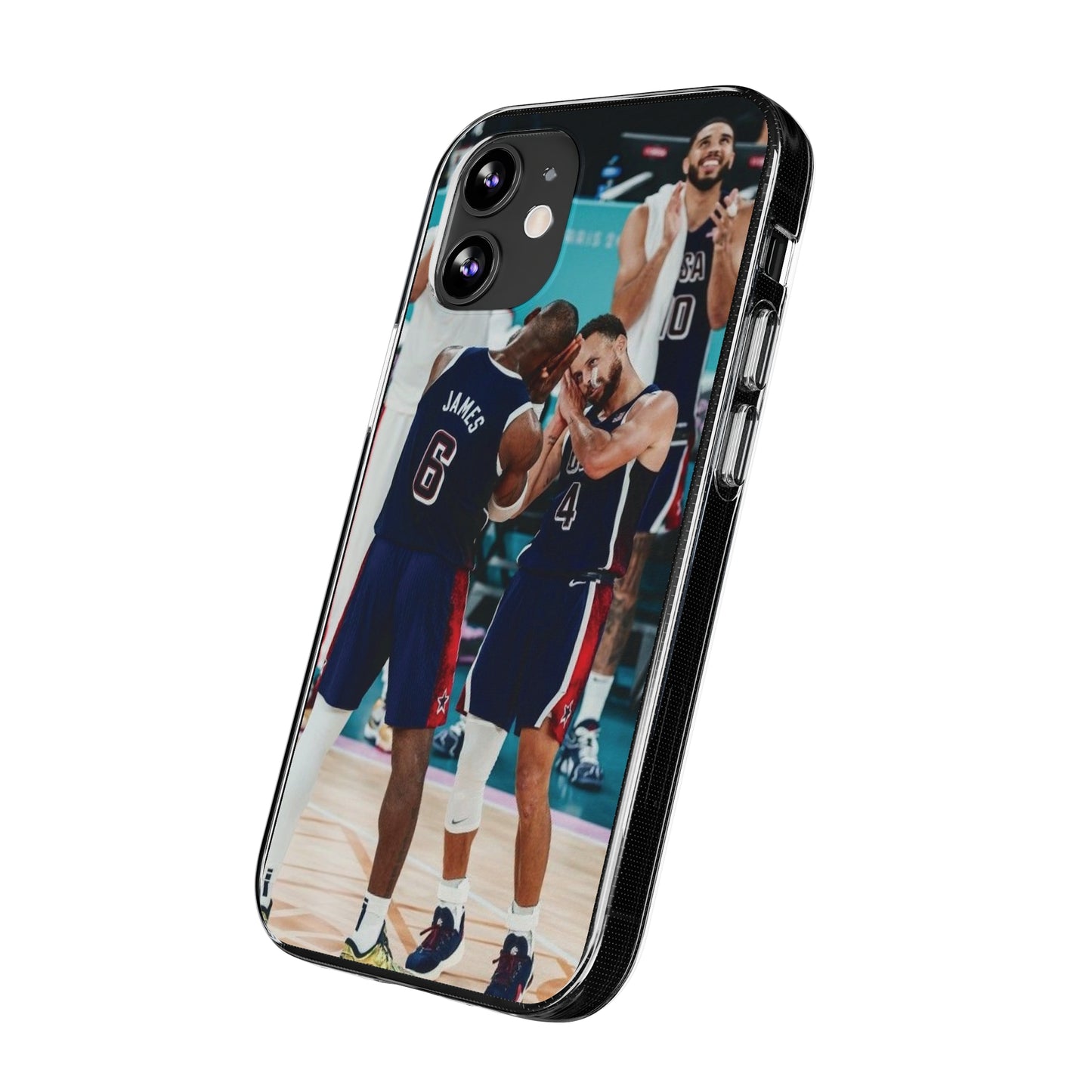 Lebron James, and Steph Curry Team Spirit Soft Phone Case - Basketball Celebration Design