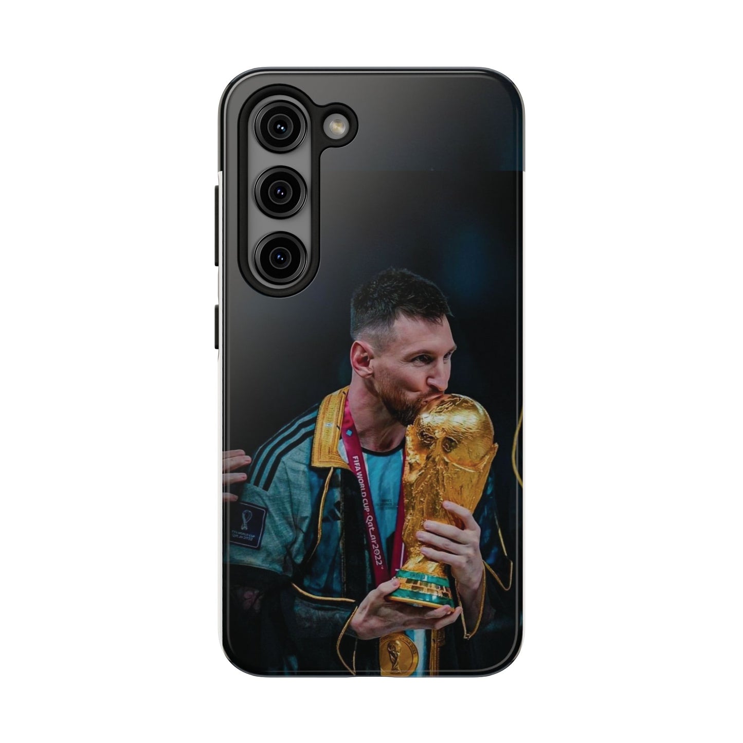 Messi World Cup Champion Tough Phone Case - Messi Trophy Design