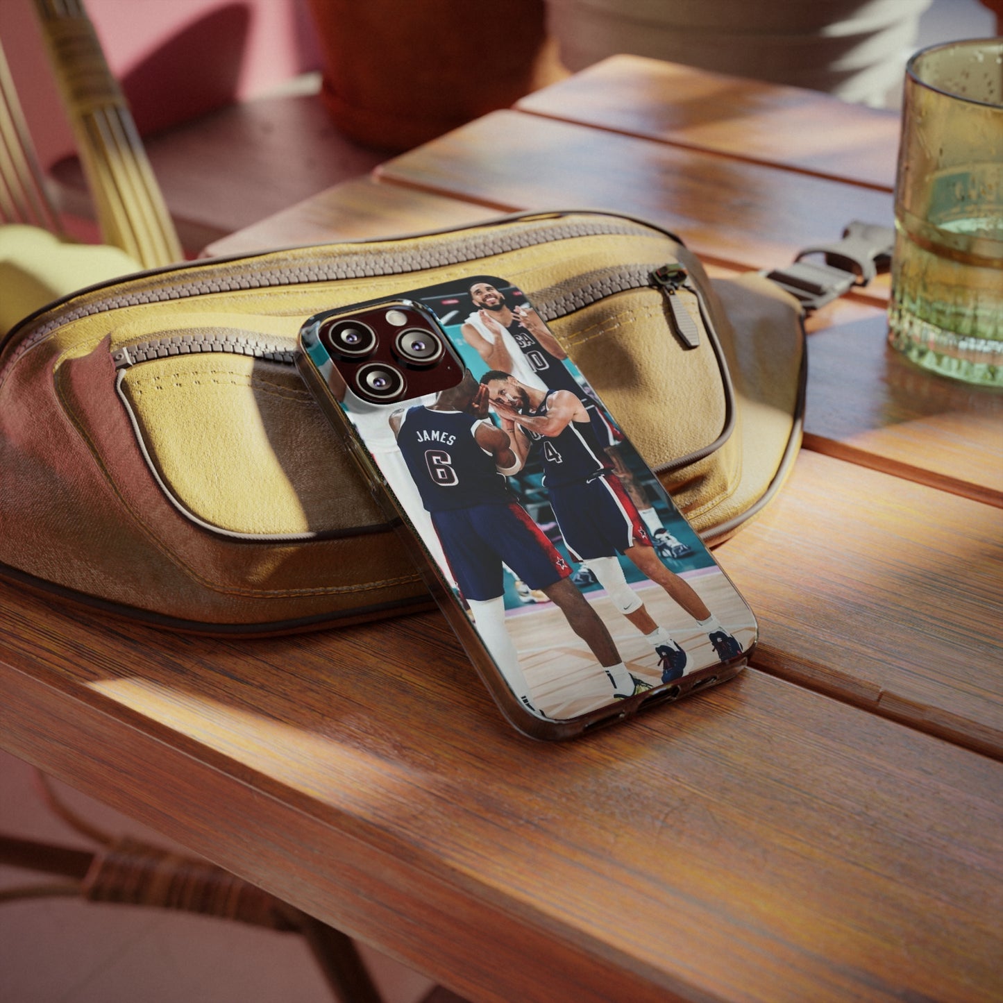 Lebron James, and Steph Curry Team Spirit Soft Phone Case - Basketball Celebration Design