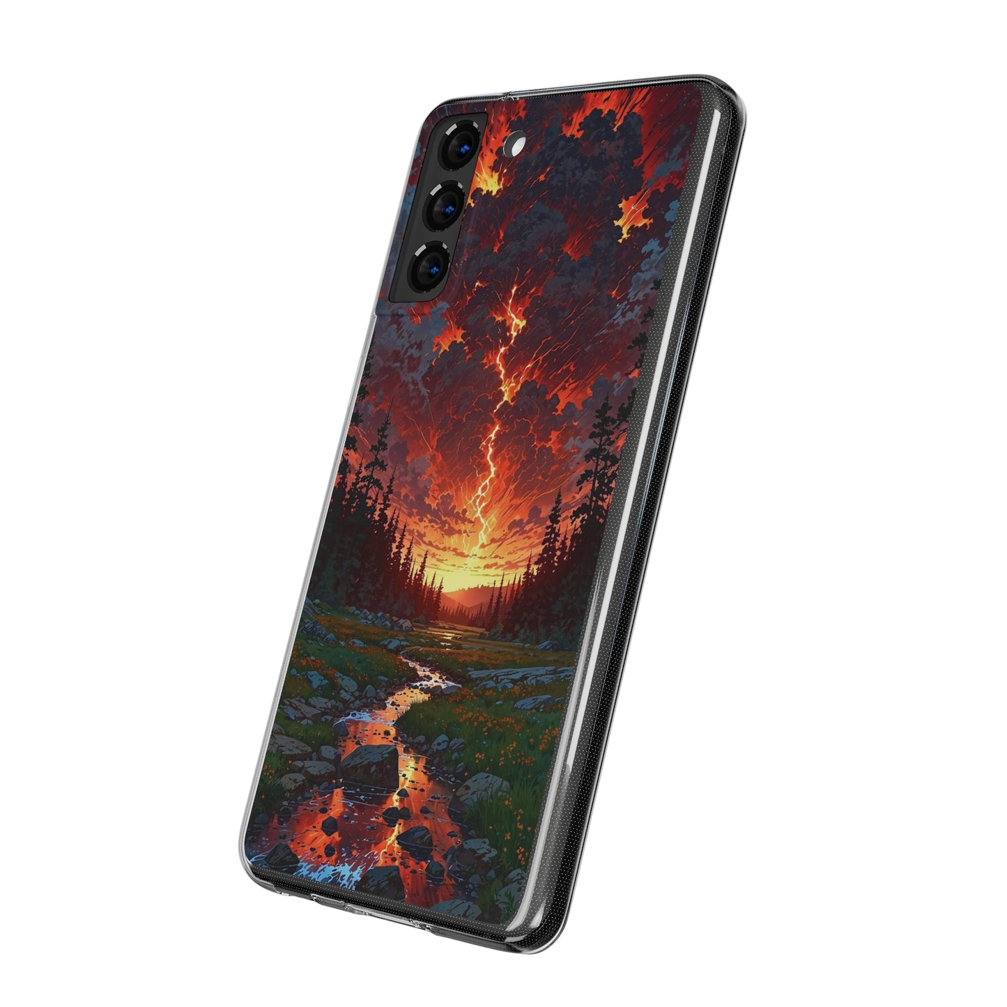 Nature-Inspired Soft Phone Case - Vibrant Sunset Design