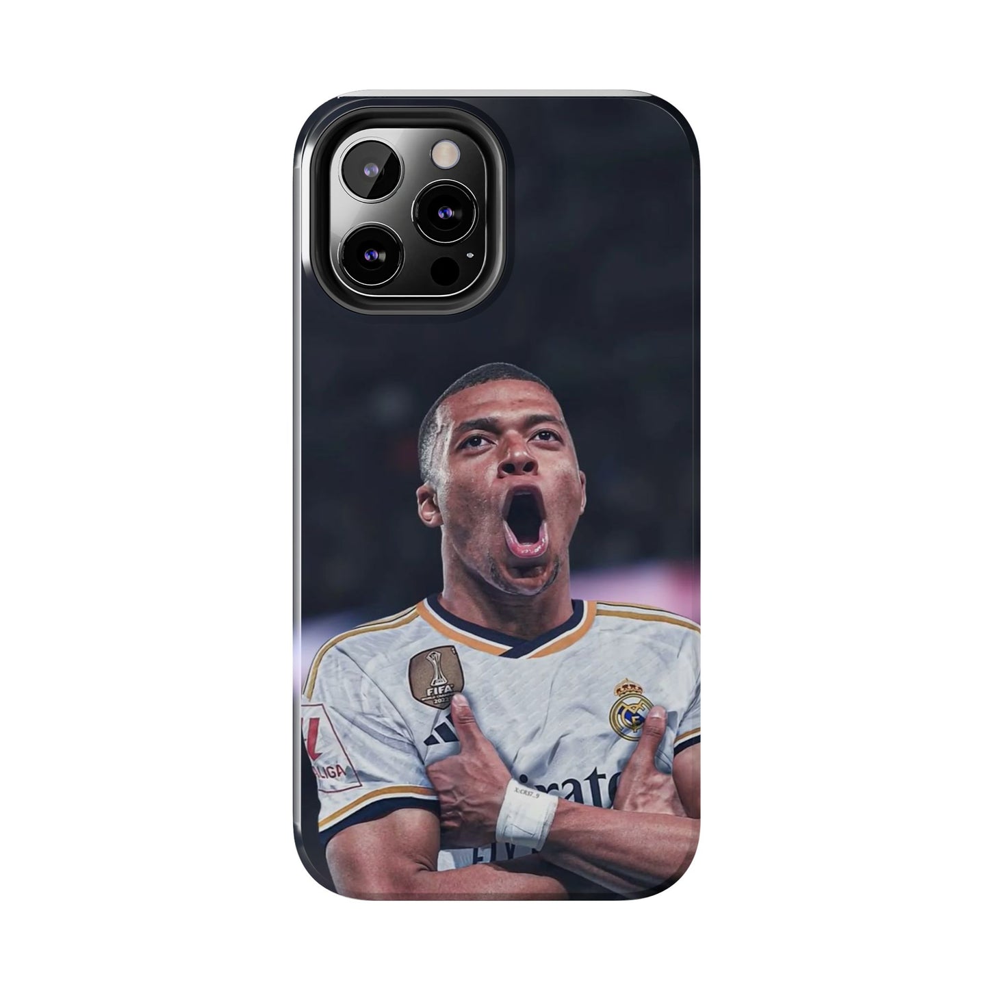 Kylian Mbappé Sporty Tough Phone Case with Goal Celebration Design