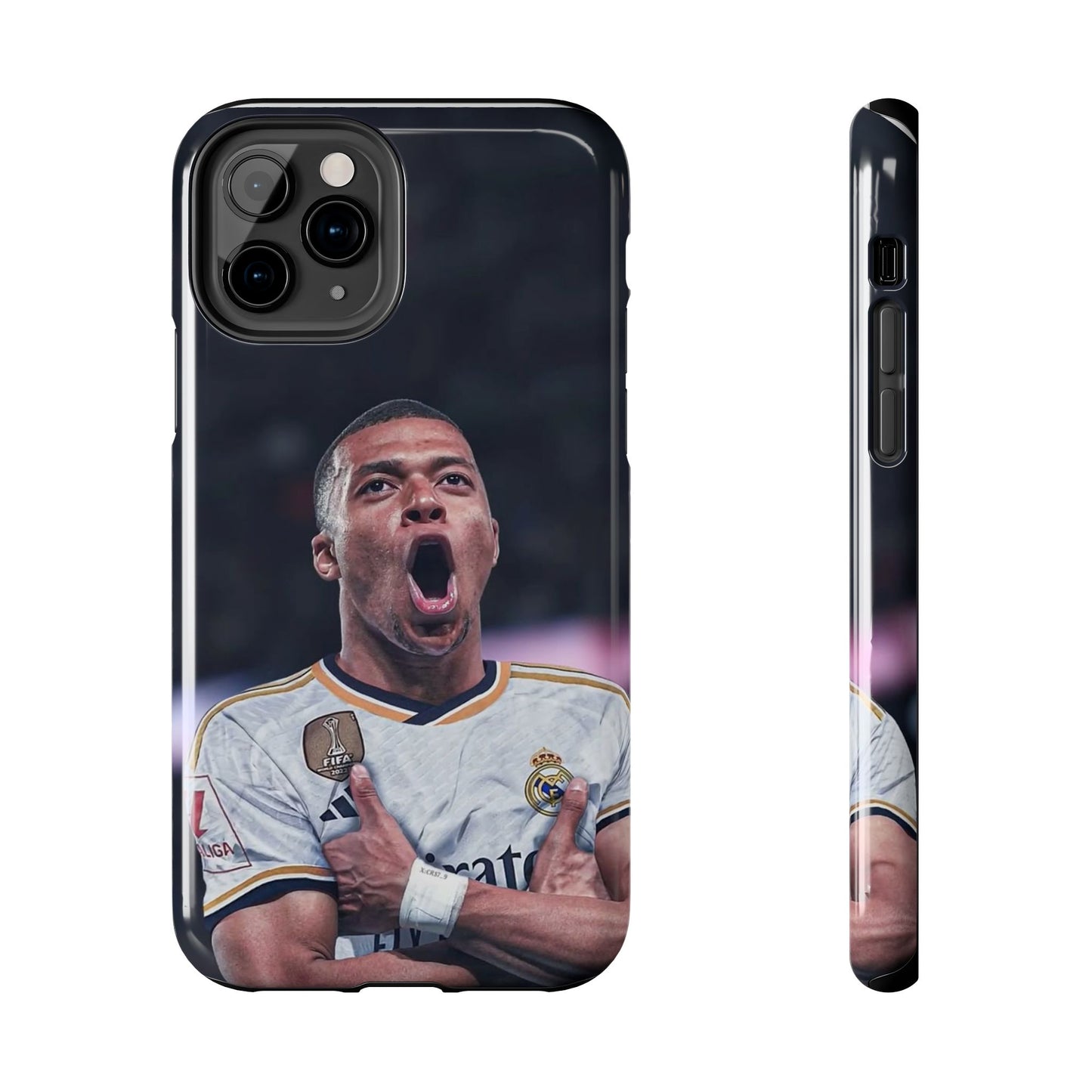 Kylian Mbappé Sporty Tough Phone Case with Goal Celebration Design