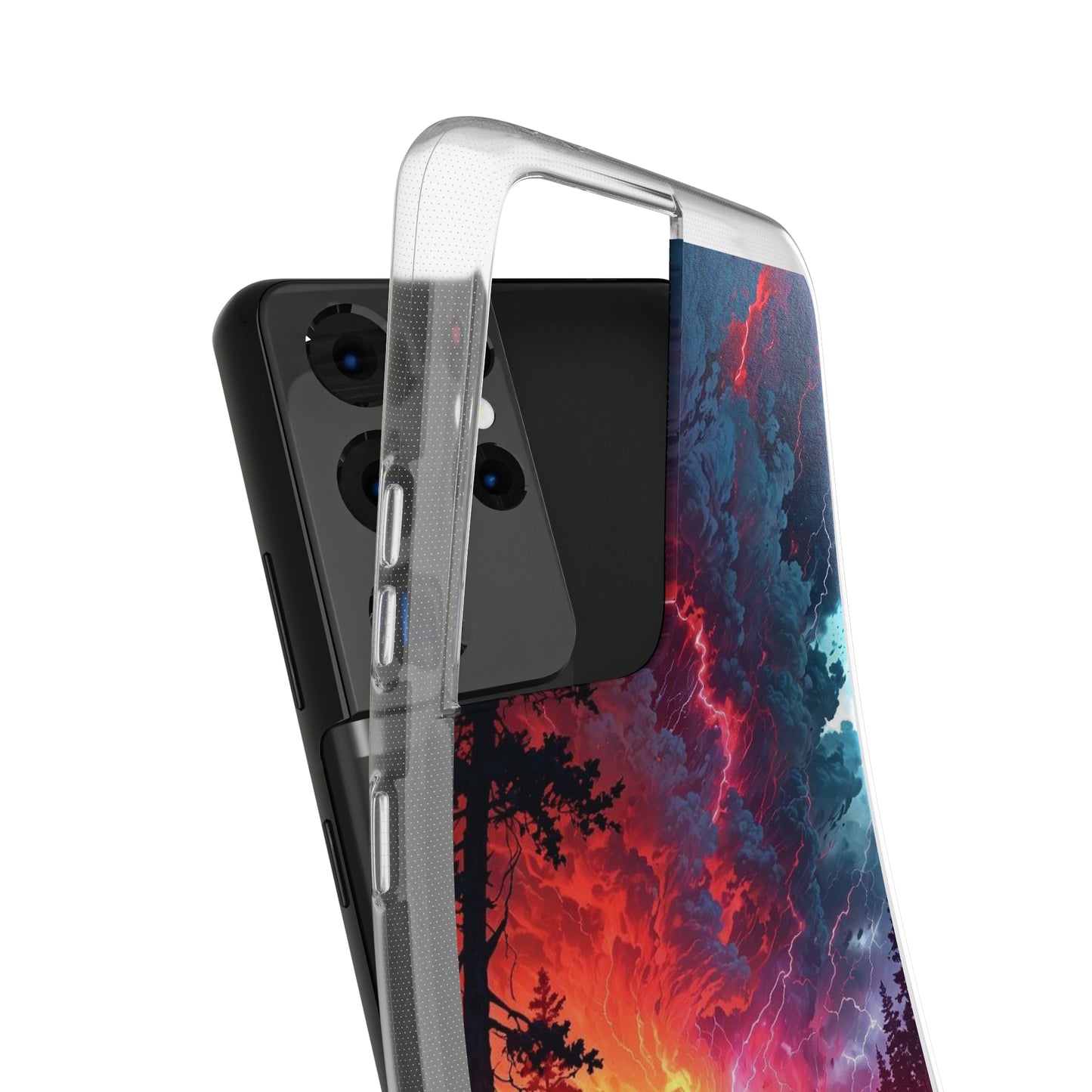 Vibrant Nature Soft Phone Case - Lightning Storm Design