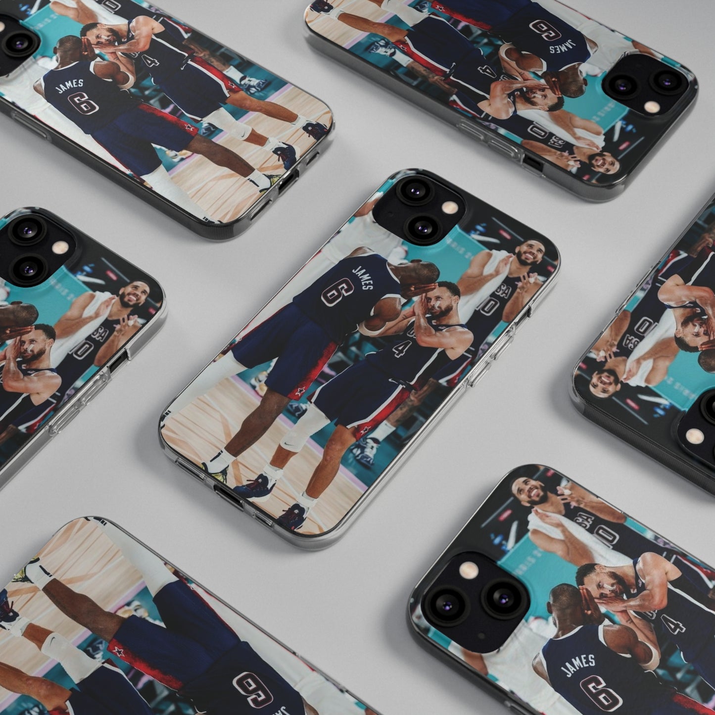 Lebron James, and Steph Curry Team Spirit Soft Phone Case - Basketball Celebration Design