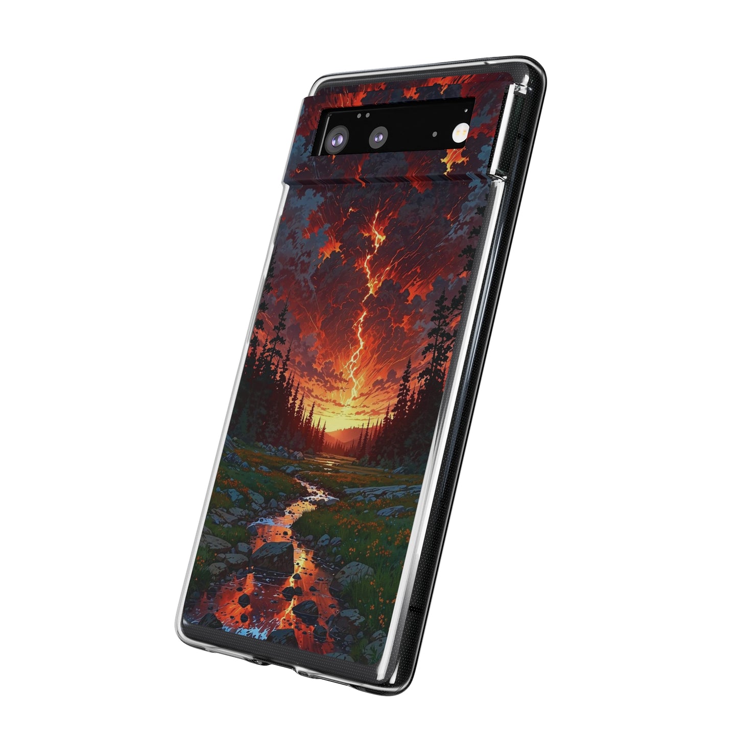 Nature-Inspired Soft Phone Case - Vibrant Sunset Design