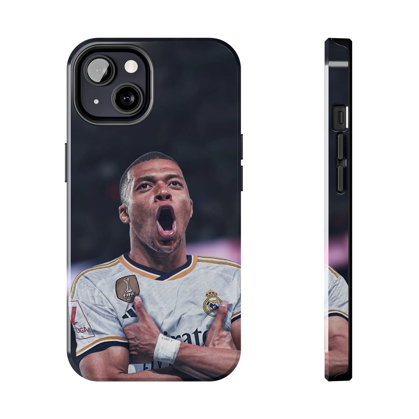 Kylian Mbappé Sporty Tough Phone Case with Goal Celebration Design