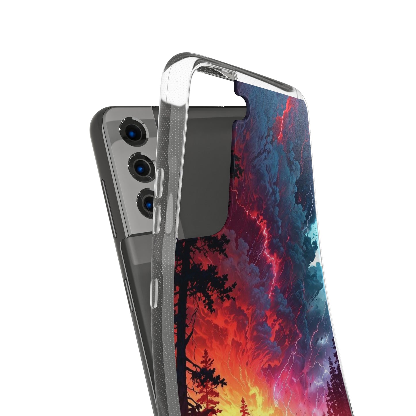 Vibrant Nature Soft Phone Case - Lightning Storm Design