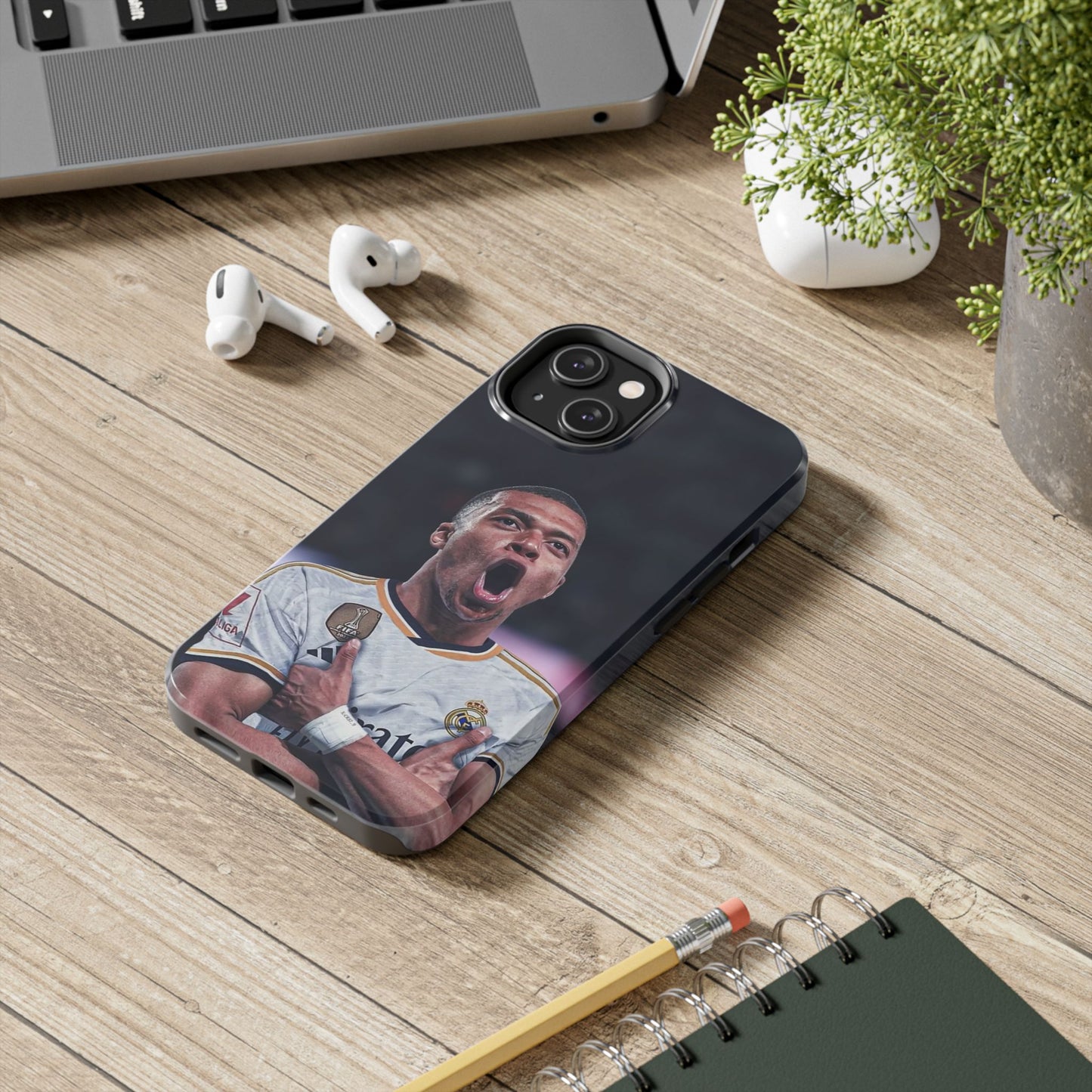 Kylian Mbappé Sporty Tough Phone Case with Goal Celebration Design