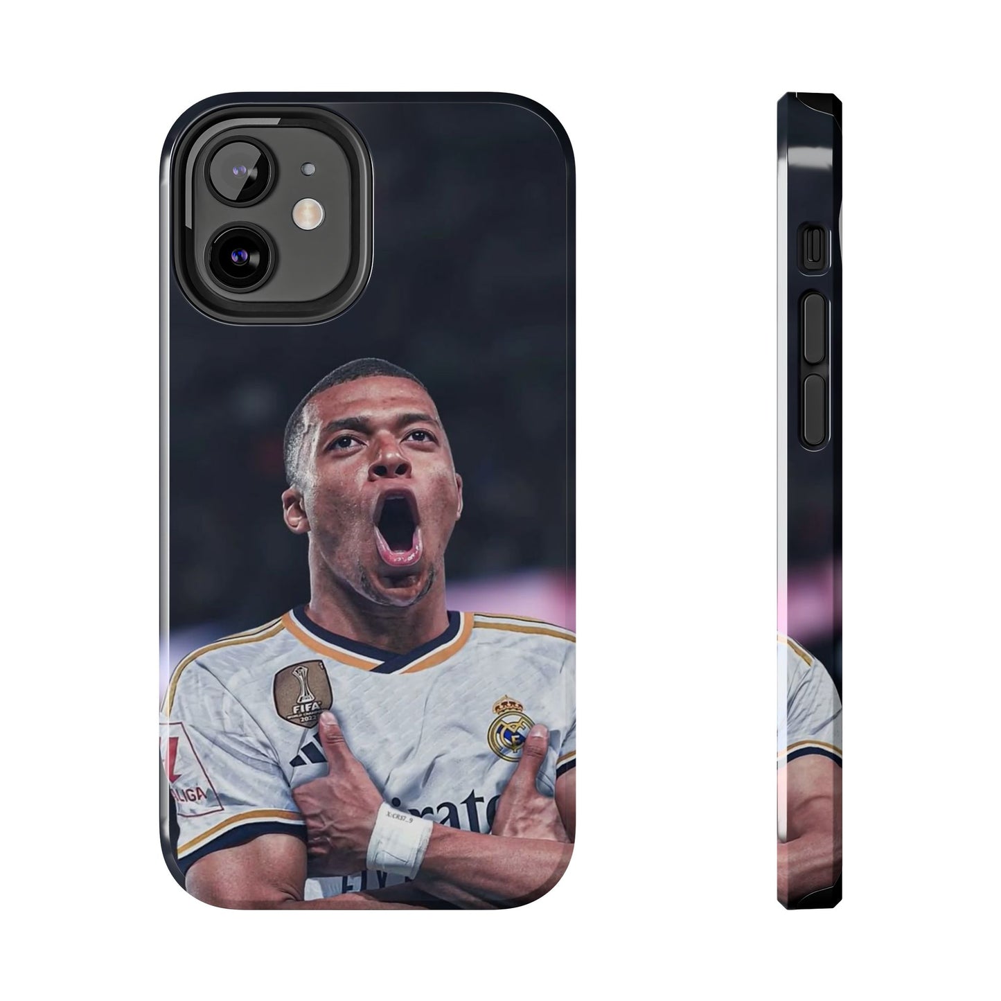 Kylian Mbappé Sporty Tough Phone Case with Goal Celebration Design