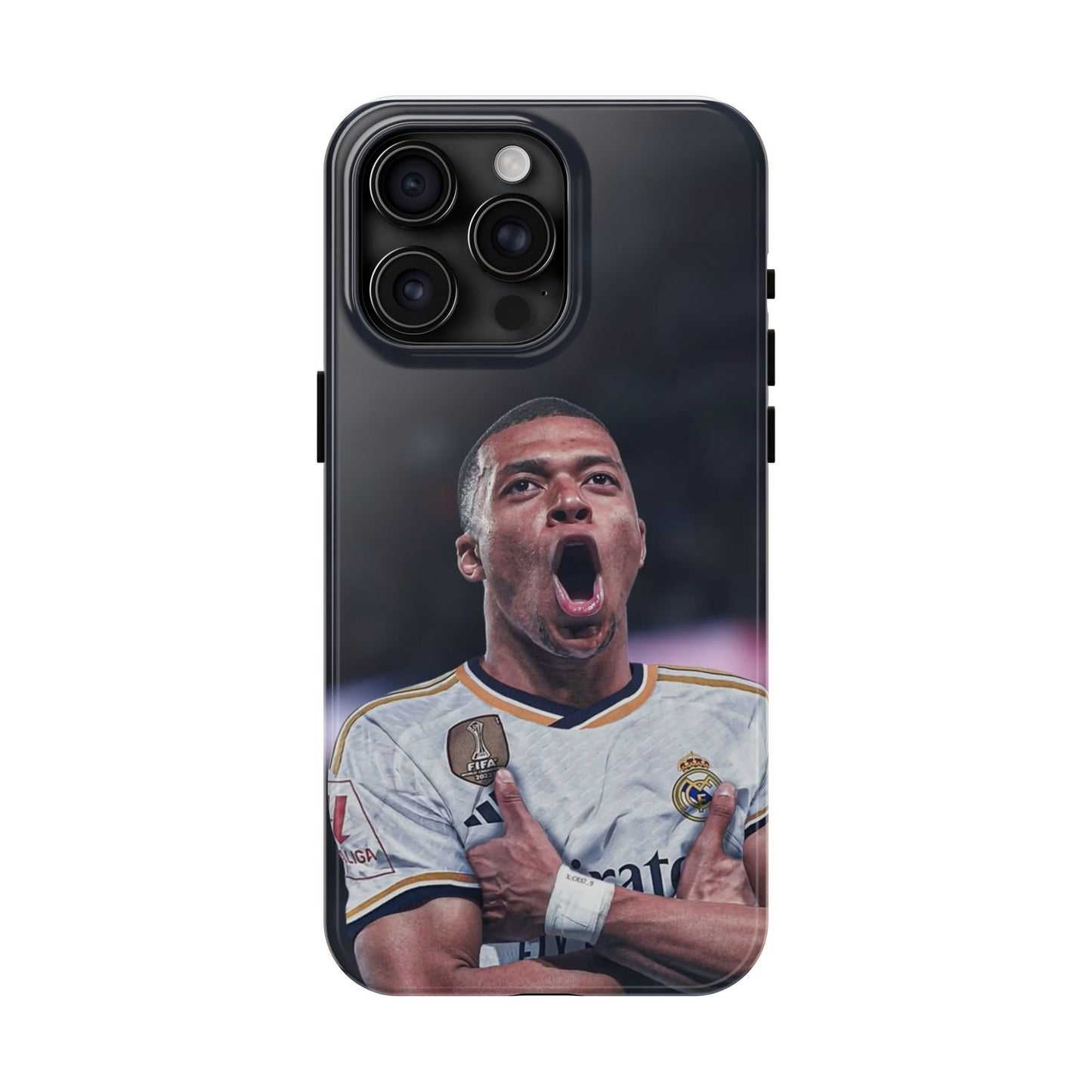 Kylian Mbappé Sporty Tough Phone Case with Goal Celebration Design