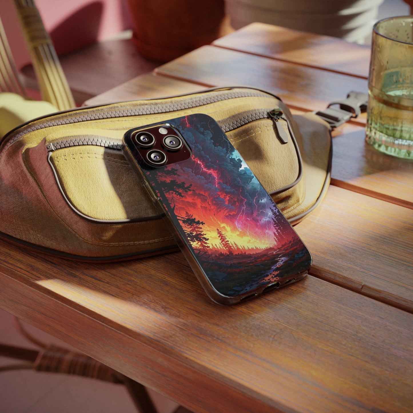 Vibrant Nature Soft Phone Case - Lightning Storm Design