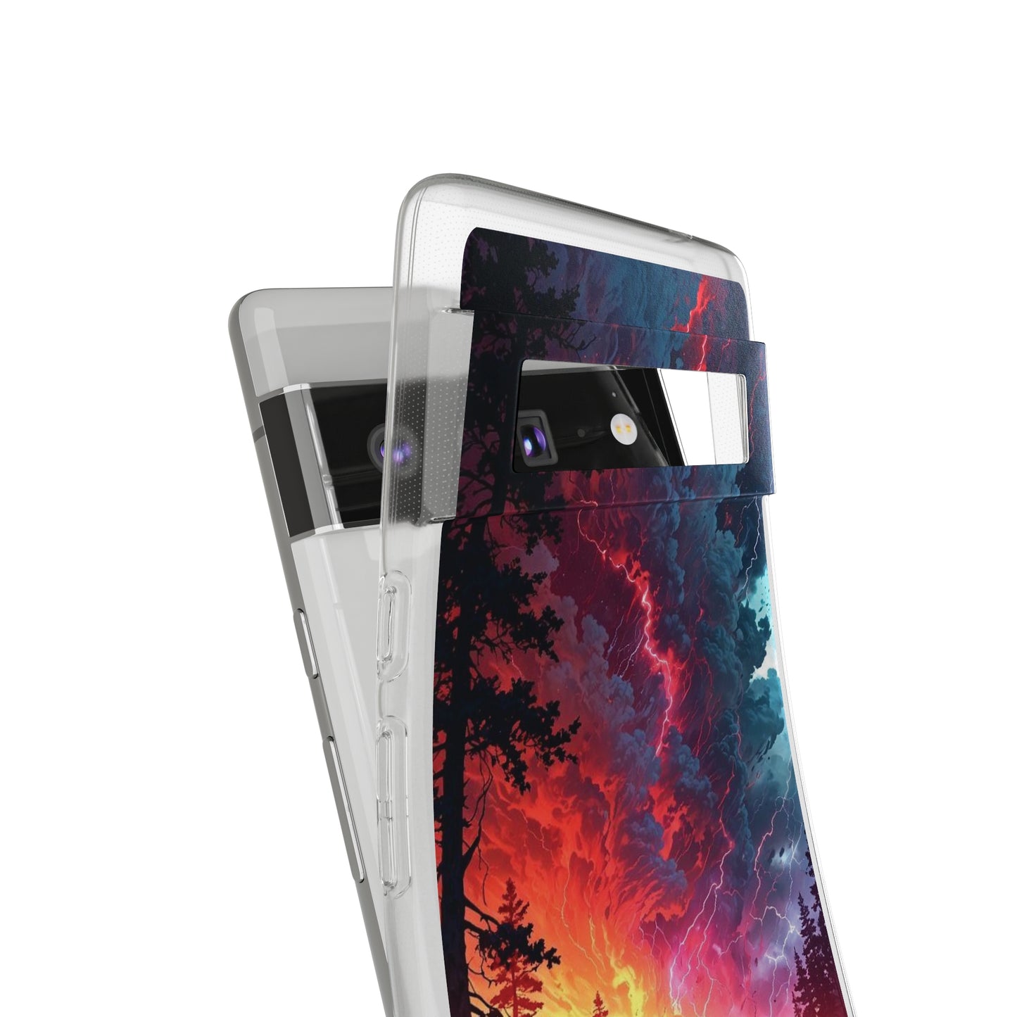 Vibrant Nature Soft Phone Case - Lightning Storm Design