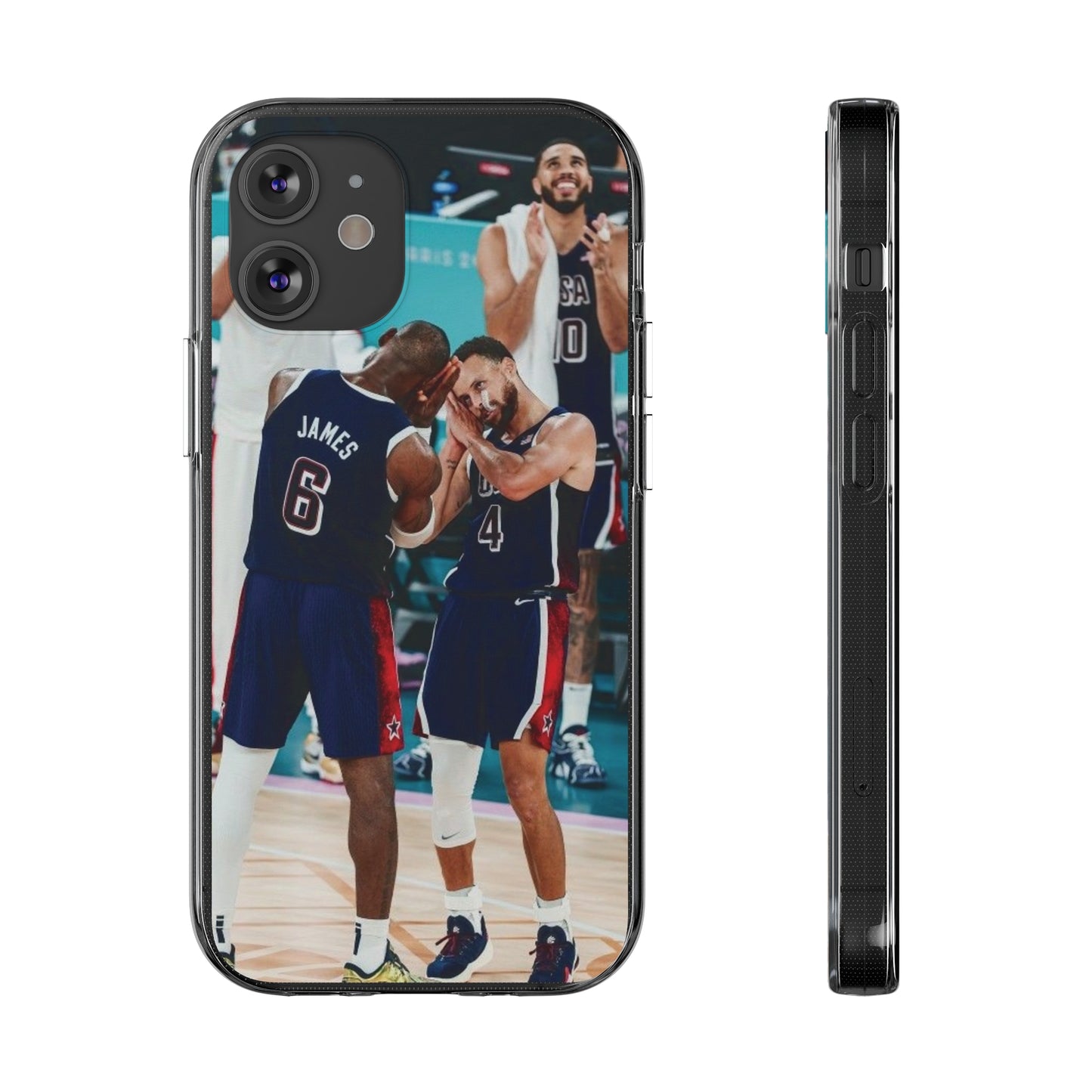 Lebron James, and Steph Curry Team Spirit Soft Phone Case - Basketball Celebration Design