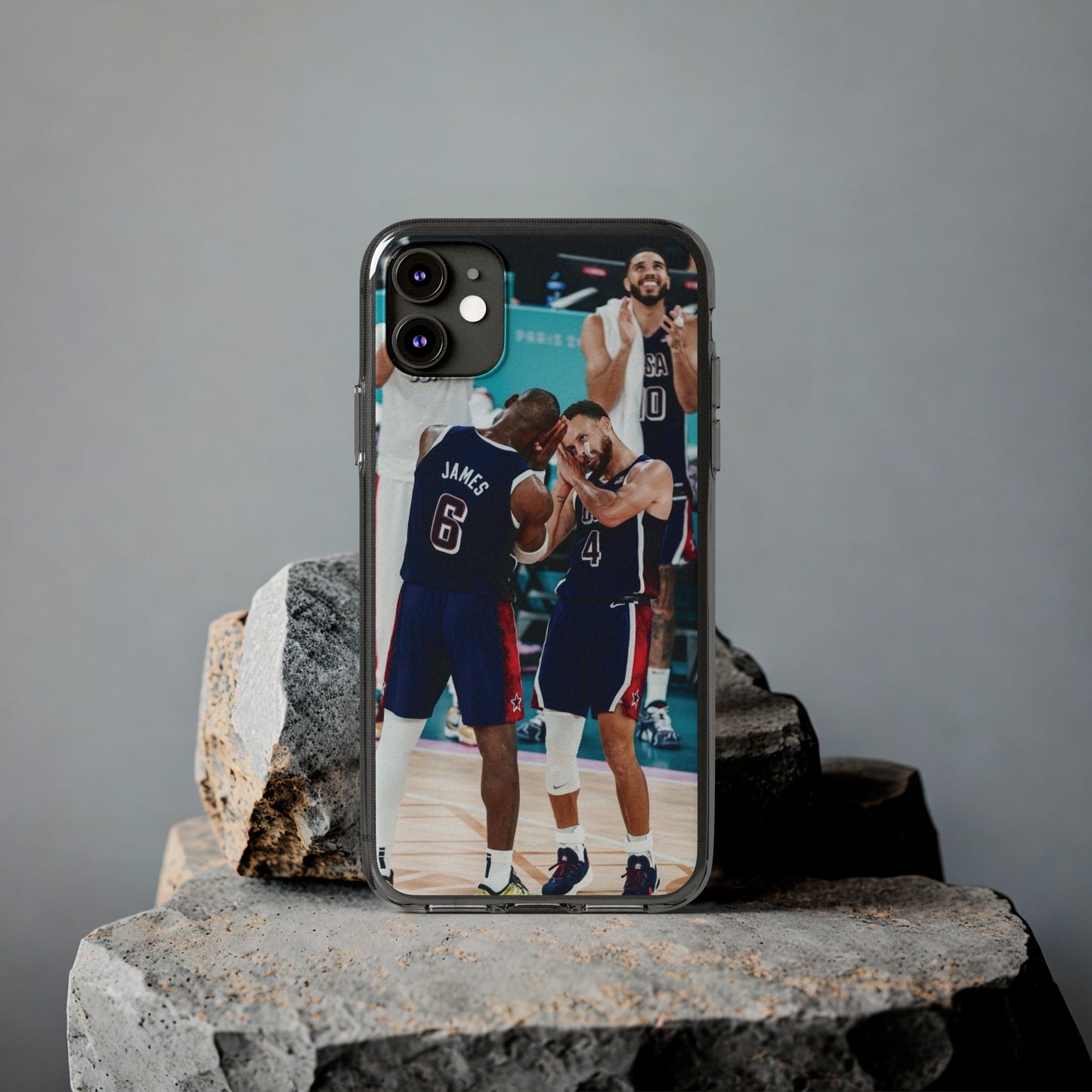 Lebron James, and Steph Curry Team Spirit Soft Phone Case - Basketball Celebration Design