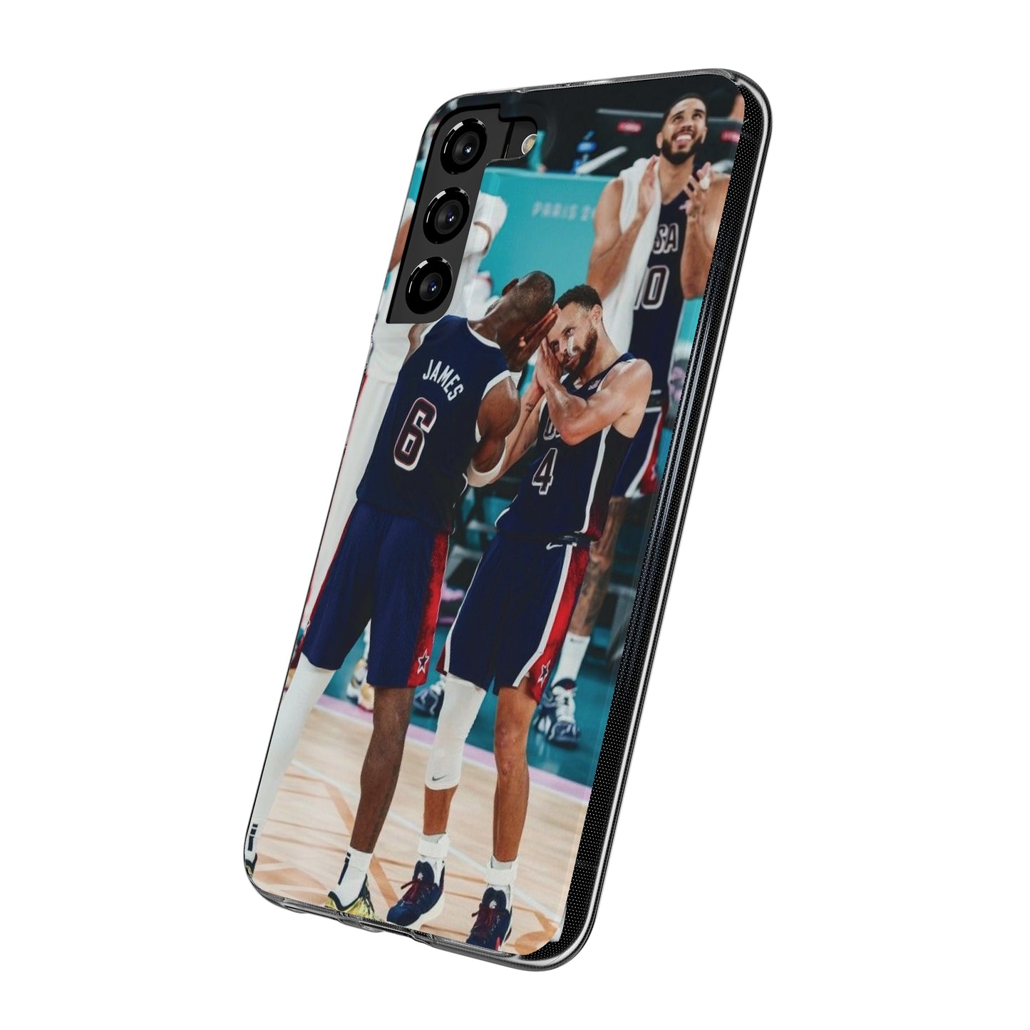 Lebron James, and Steph Curry Team Spirit Soft Phone Case - Basketball Celebration Design