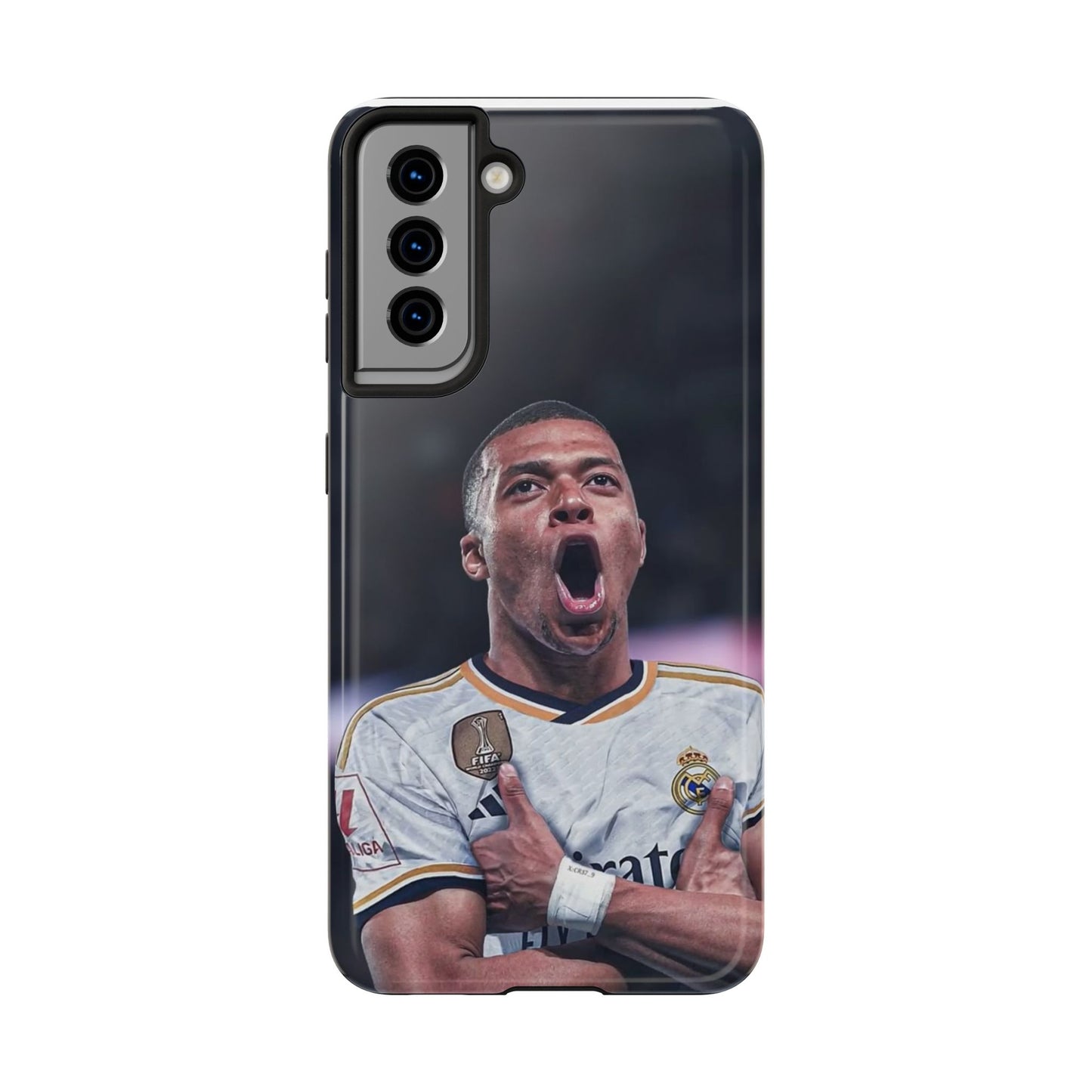 Kylian Mbappé Sporty Tough Phone Case with Goal Celebration Design