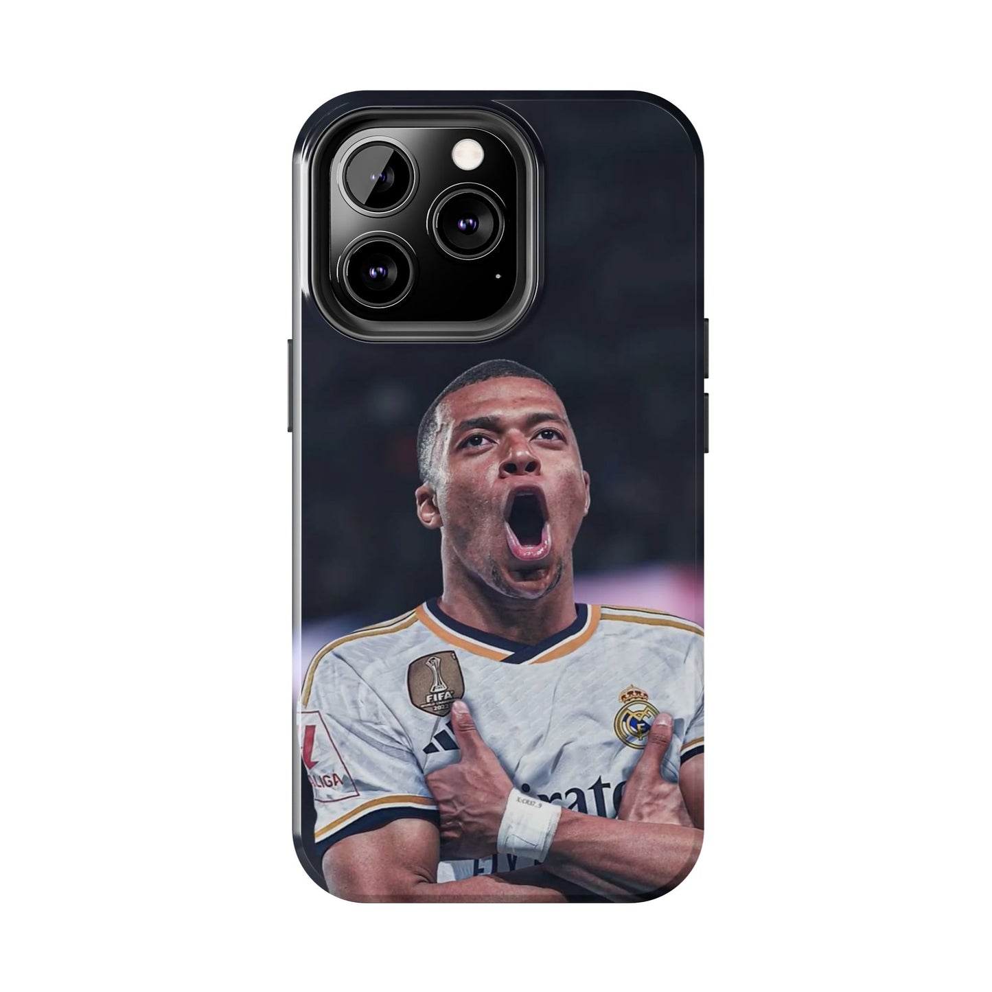 Kylian Mbappé Sporty Tough Phone Case with Goal Celebration Design
