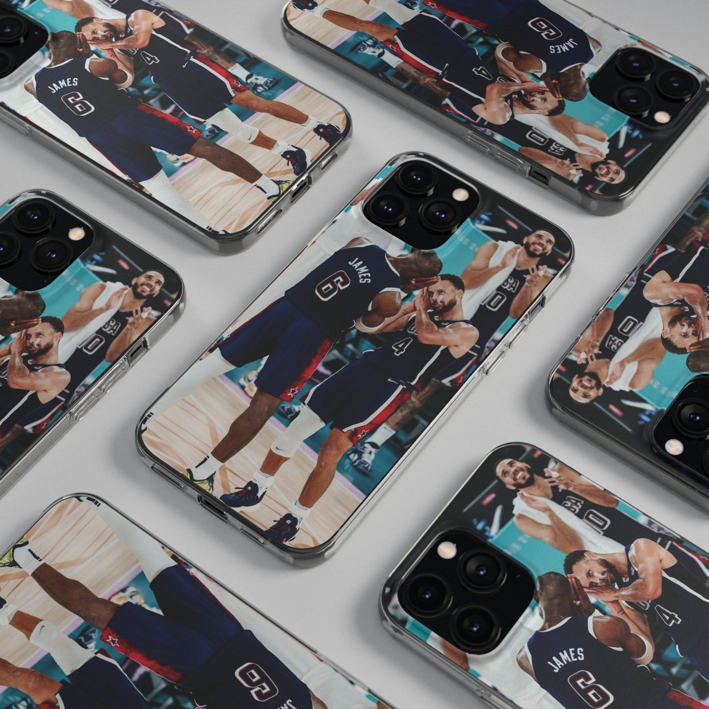 Lebron James, and Steph Curry Team Spirit Soft Phone Case - Basketball Celebration Design