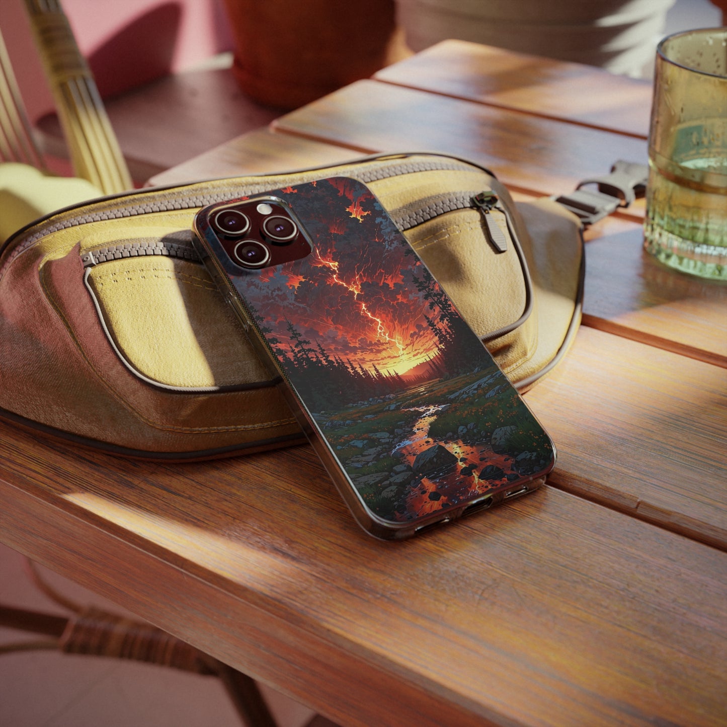 Nature-Inspired Soft Phone Case - Vibrant Sunset Design
