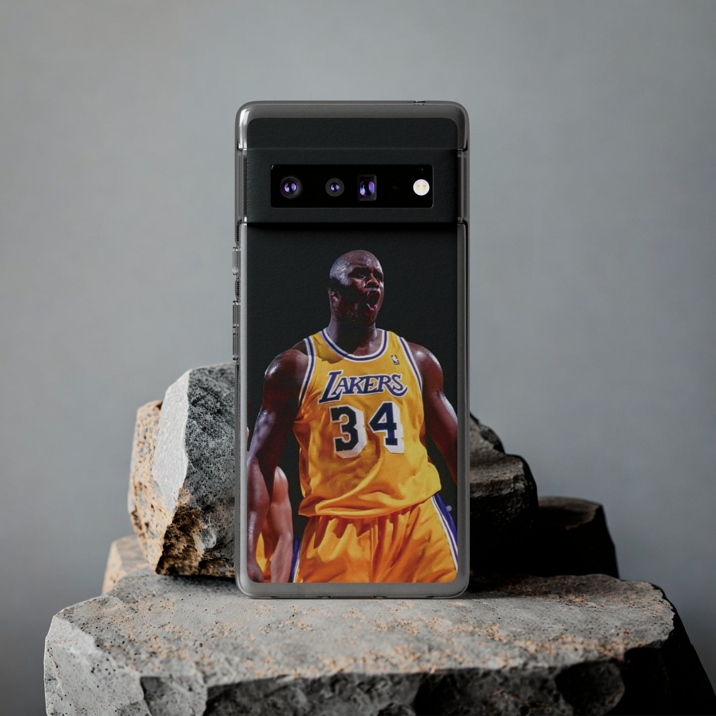 Shaq Vintage Basketball Star Soft Phone Case - Vibrant Lakers Design