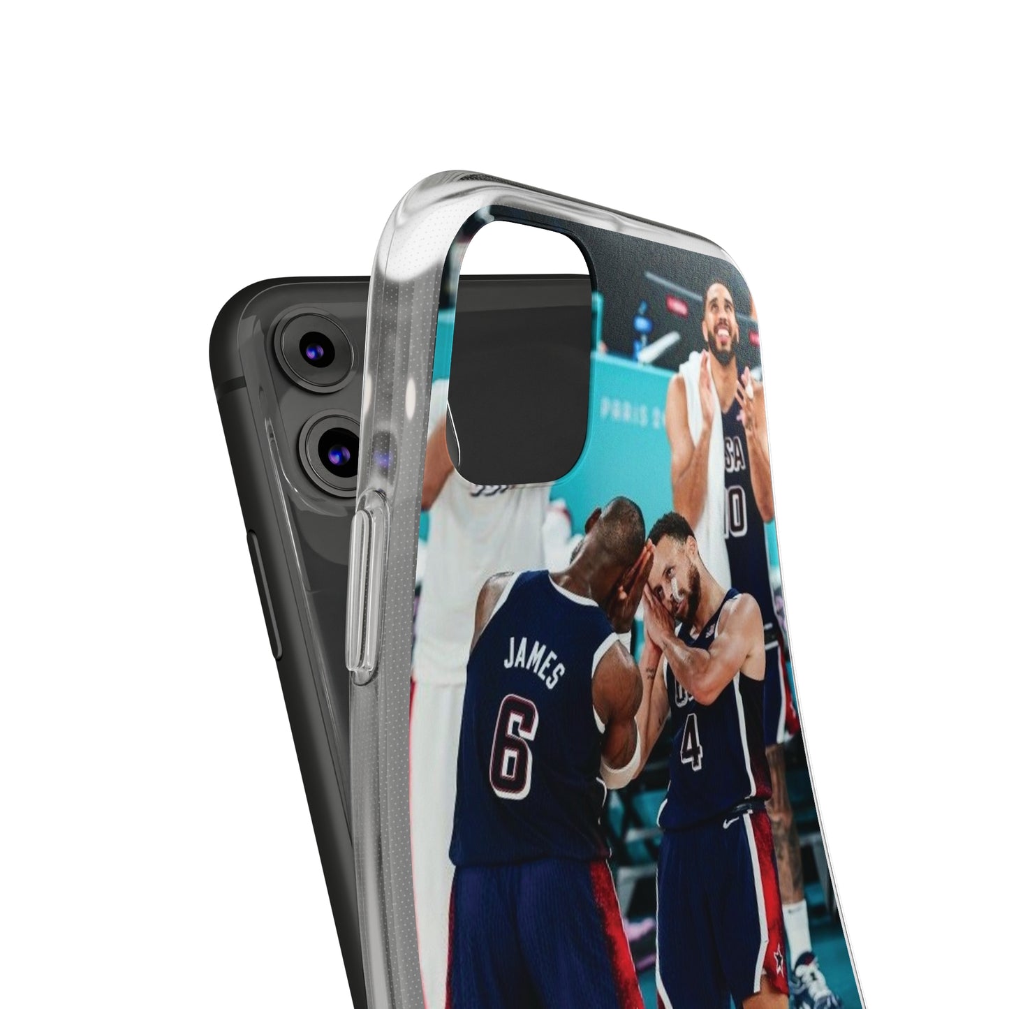 Lebron James, and Steph Curry Team Spirit Soft Phone Case - Basketball Celebration Design