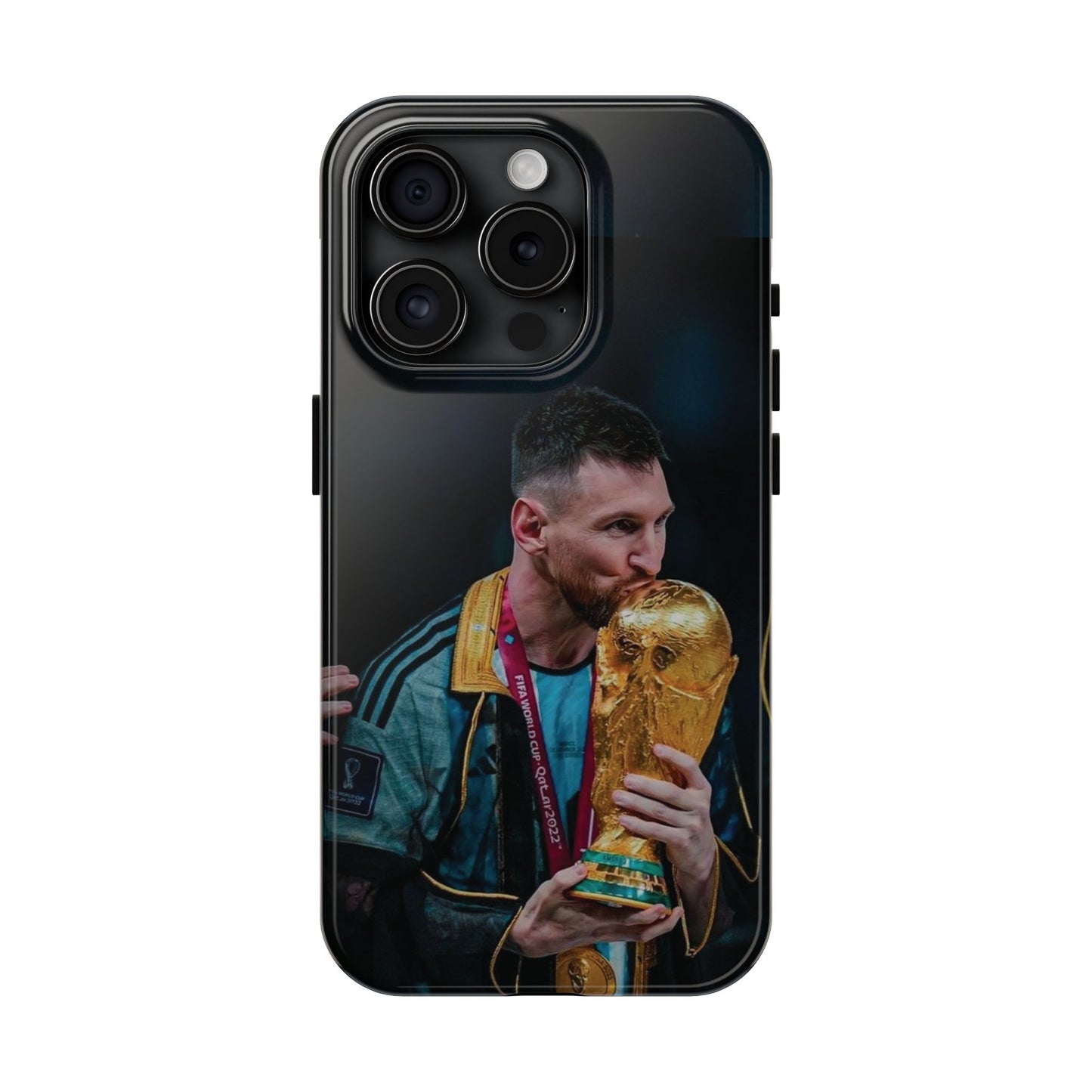 Messi World Cup Champion Tough Phone Case - Messi Trophy Design